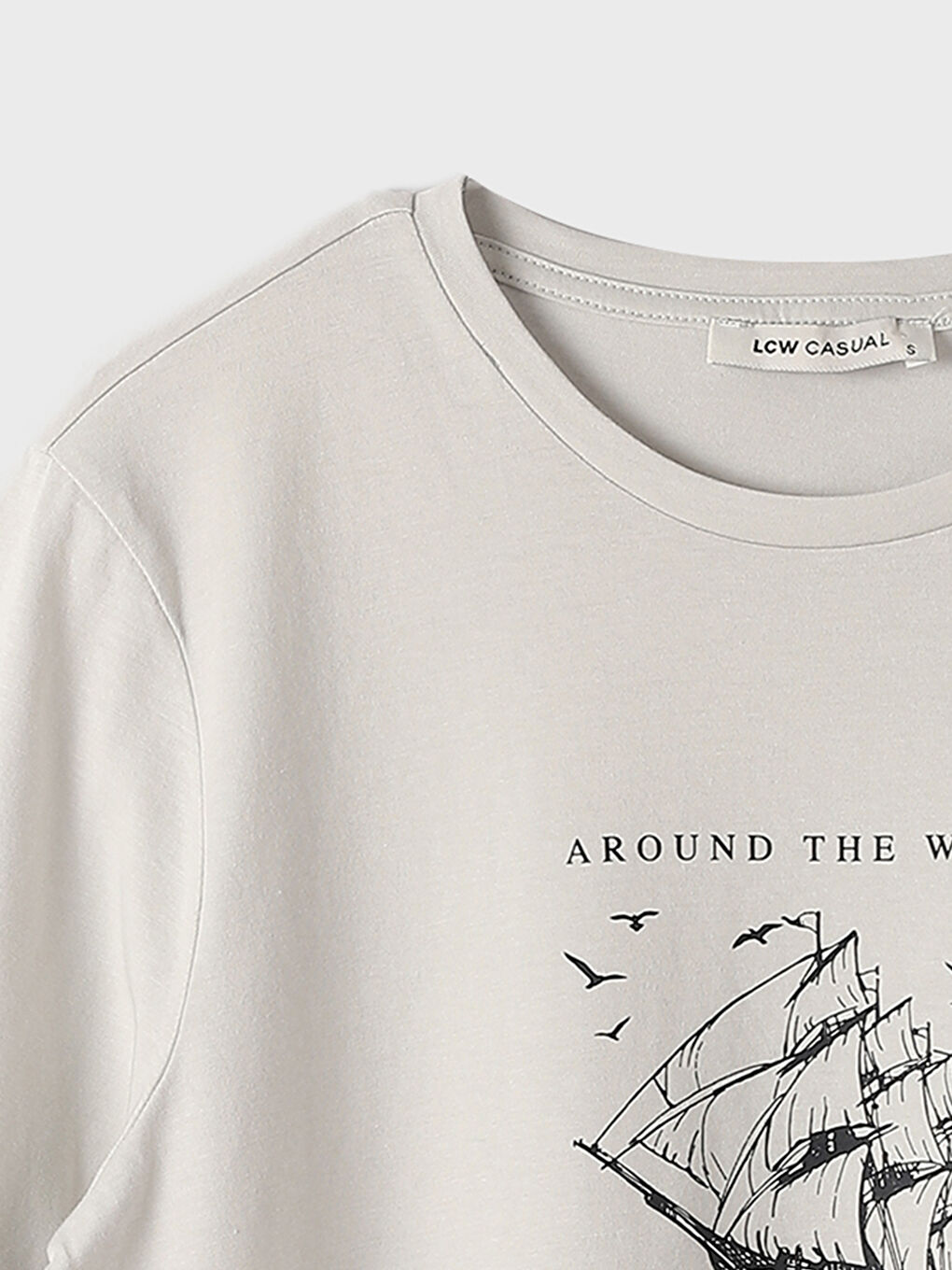 تيشيرت رجالي ياقة دائرية كم قصير مطبوع قطن ممشط-1