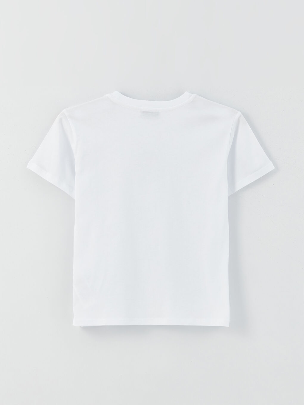 Beyaz Bisiklet Yaka Baskılı Kısa Kollu Kadın Tişört-6