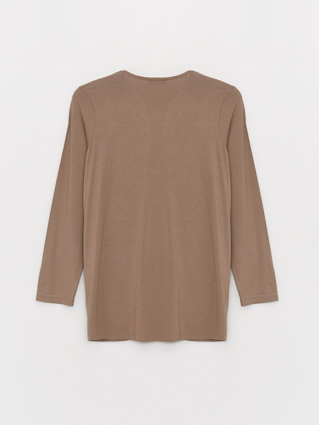 Bej V Yaka Düz Uzun Kollu Kadın Hırka-6