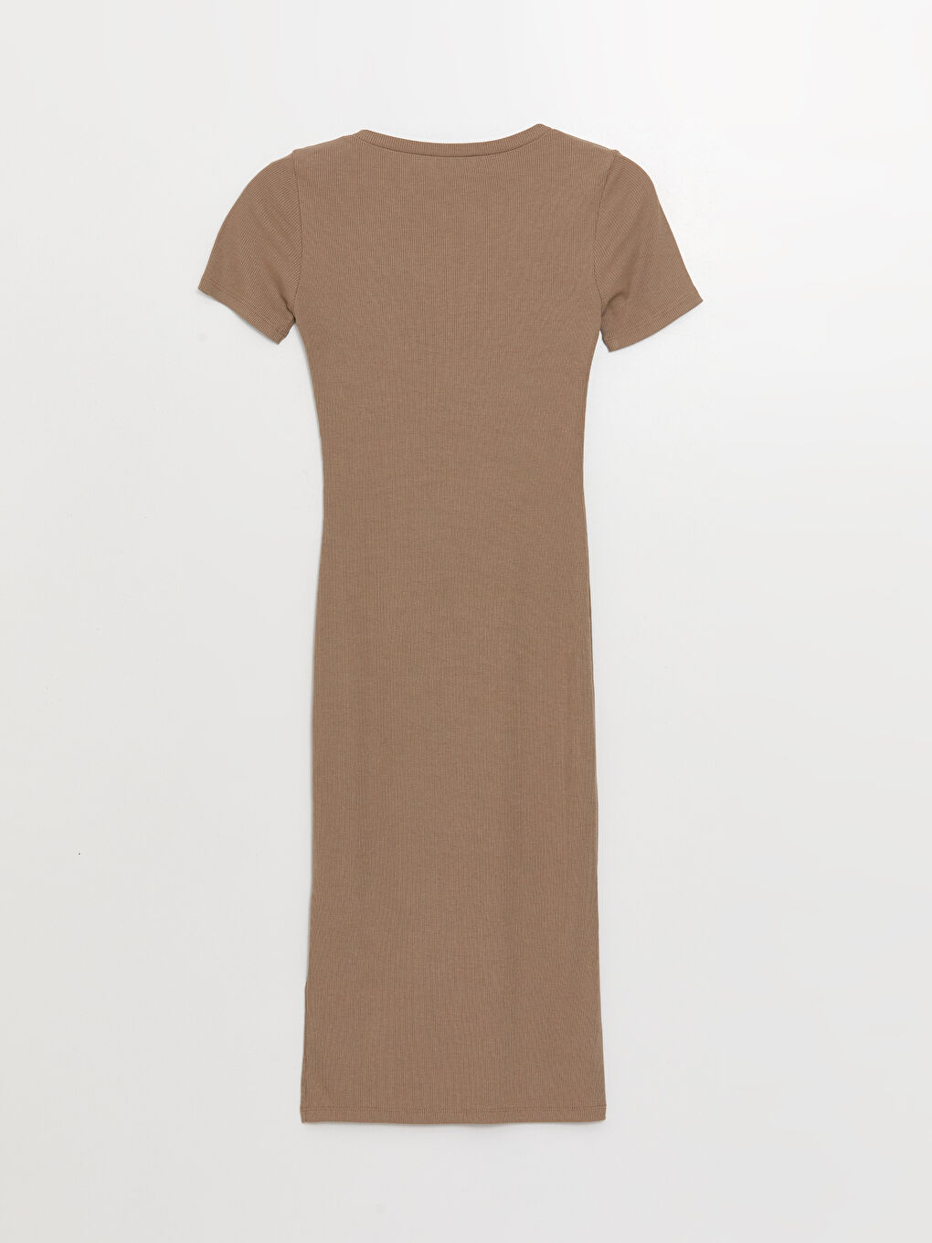 فستان نسائي بياقة دائرية سادة بأكمام قصيرة-6