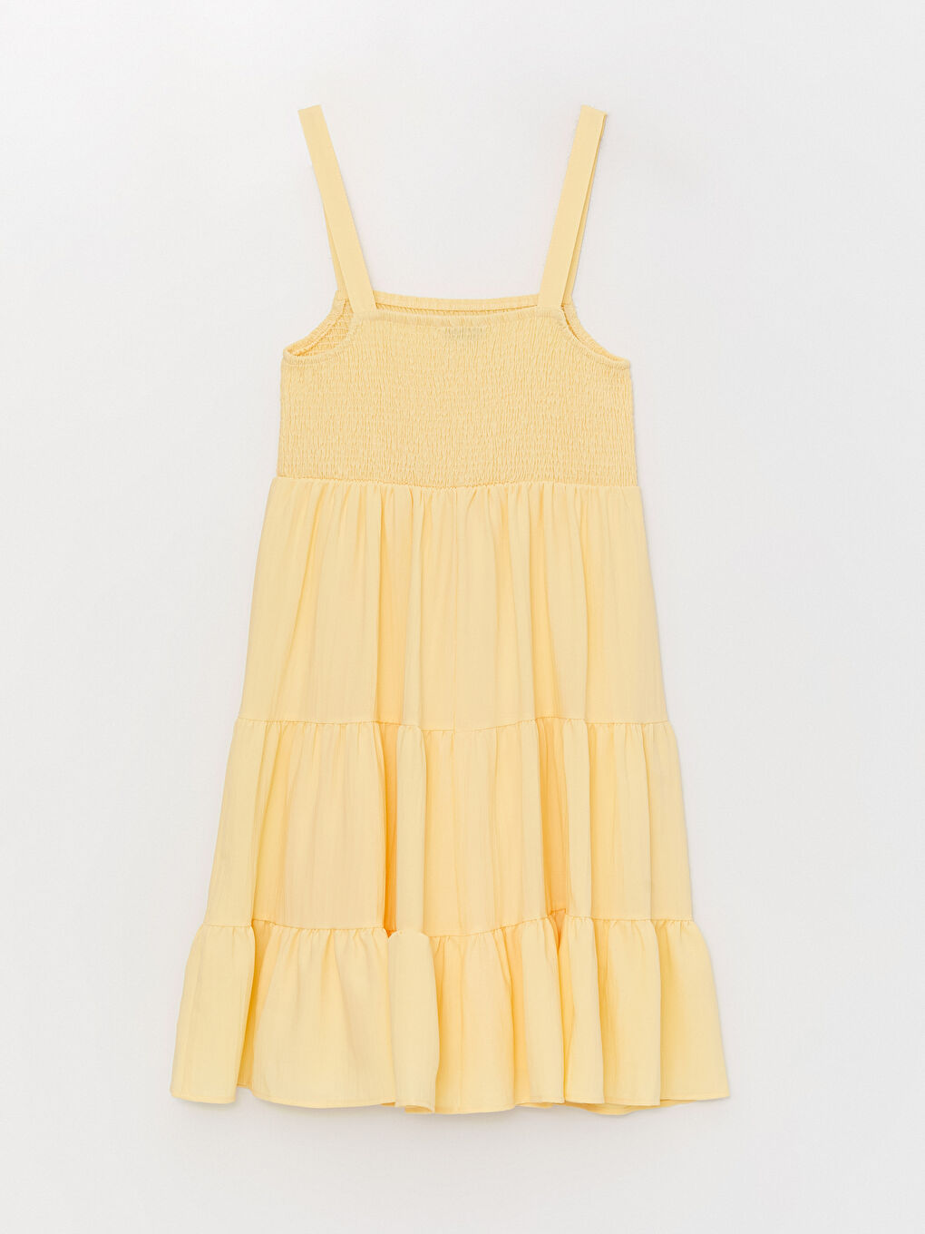 Sarı Kare Yaka Düz Askılı Kadın Elbise-6