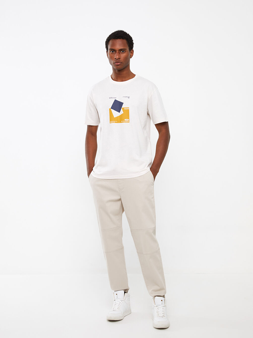 Crew Neck Short Sleeve Printed Combed Cotton Men's T-shirt-1