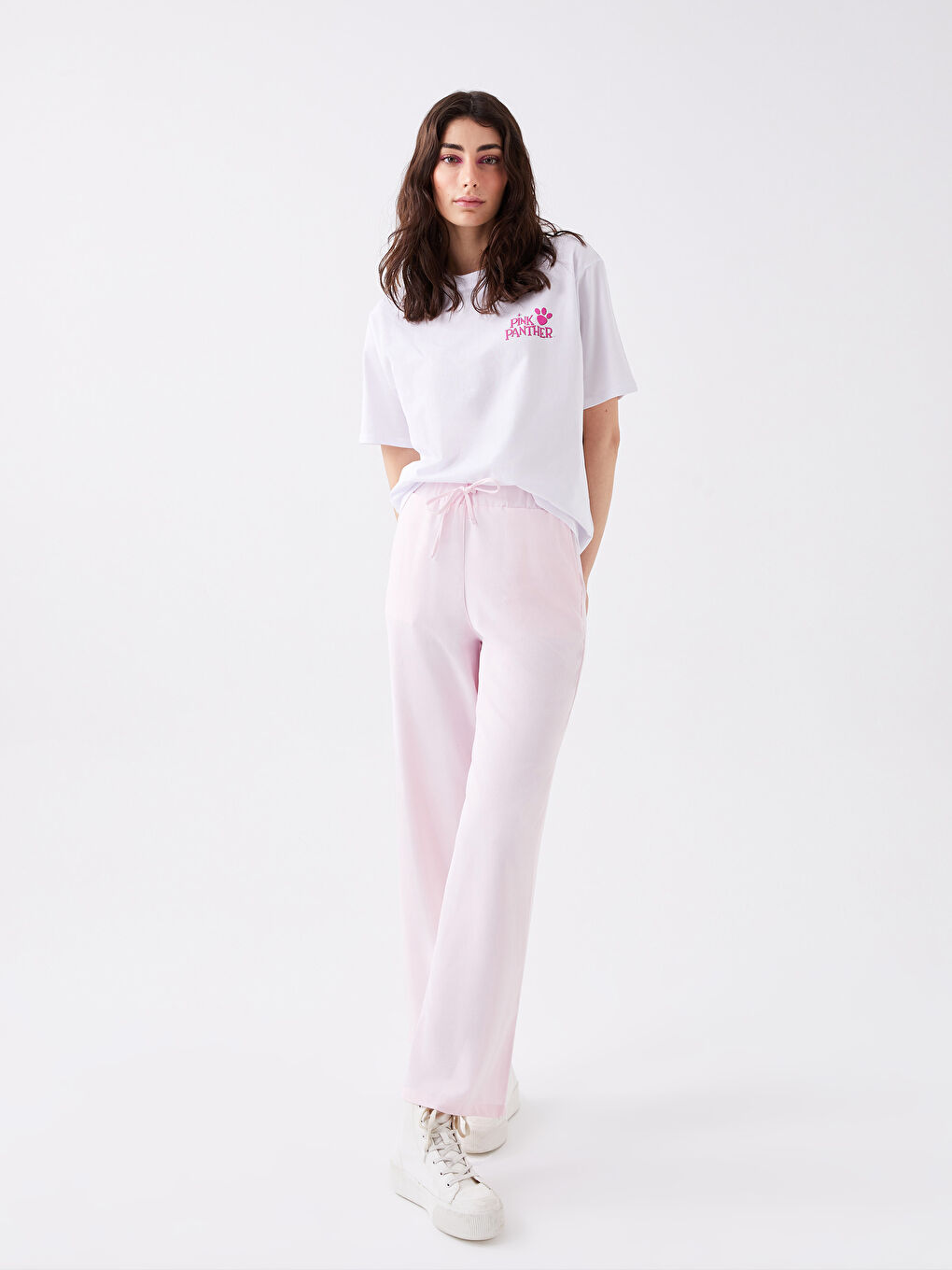 Pantaloni Dama Croiala Dreapta Cu Buzunare Si Talie Elastica Confortabili Cu Detalii-1