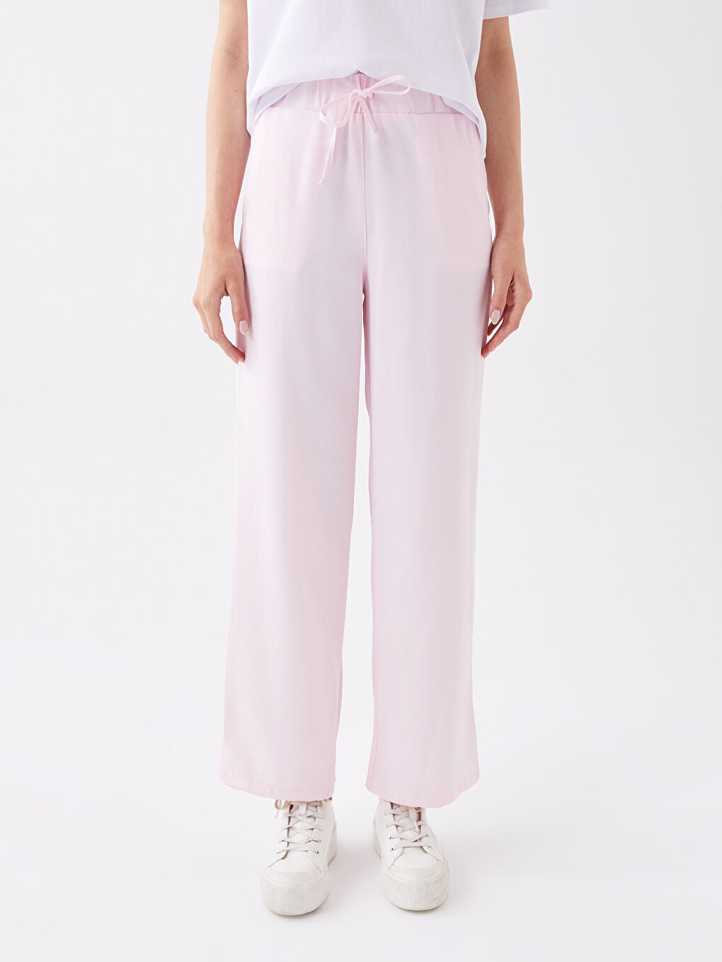 Pantaloni Dama Croiala Dreapta Cu Buzunare Si Talie Elastica Confortabili Cu Detalii-3