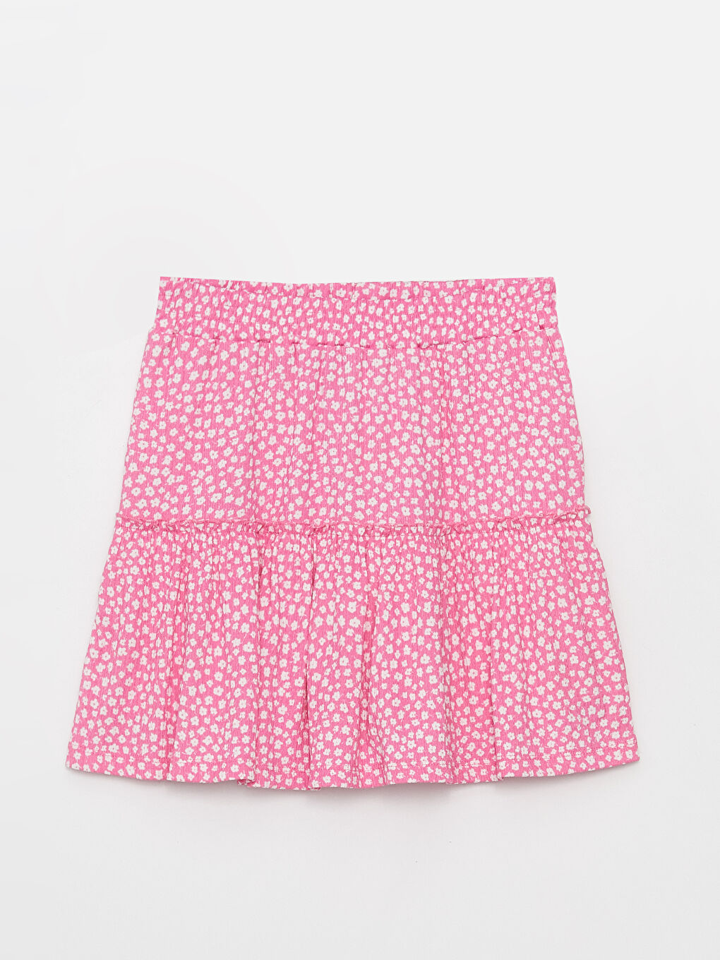 Pembe Beli Lastikli Rahat Kalıp Çiçekli Kadın Şort Etek-6