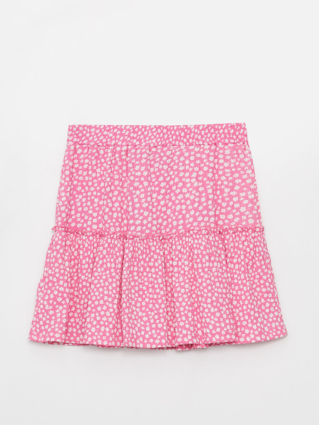 Pembe Beli Lastikli Rahat Kalıp Çiçekli Kadın Şort Etek-7