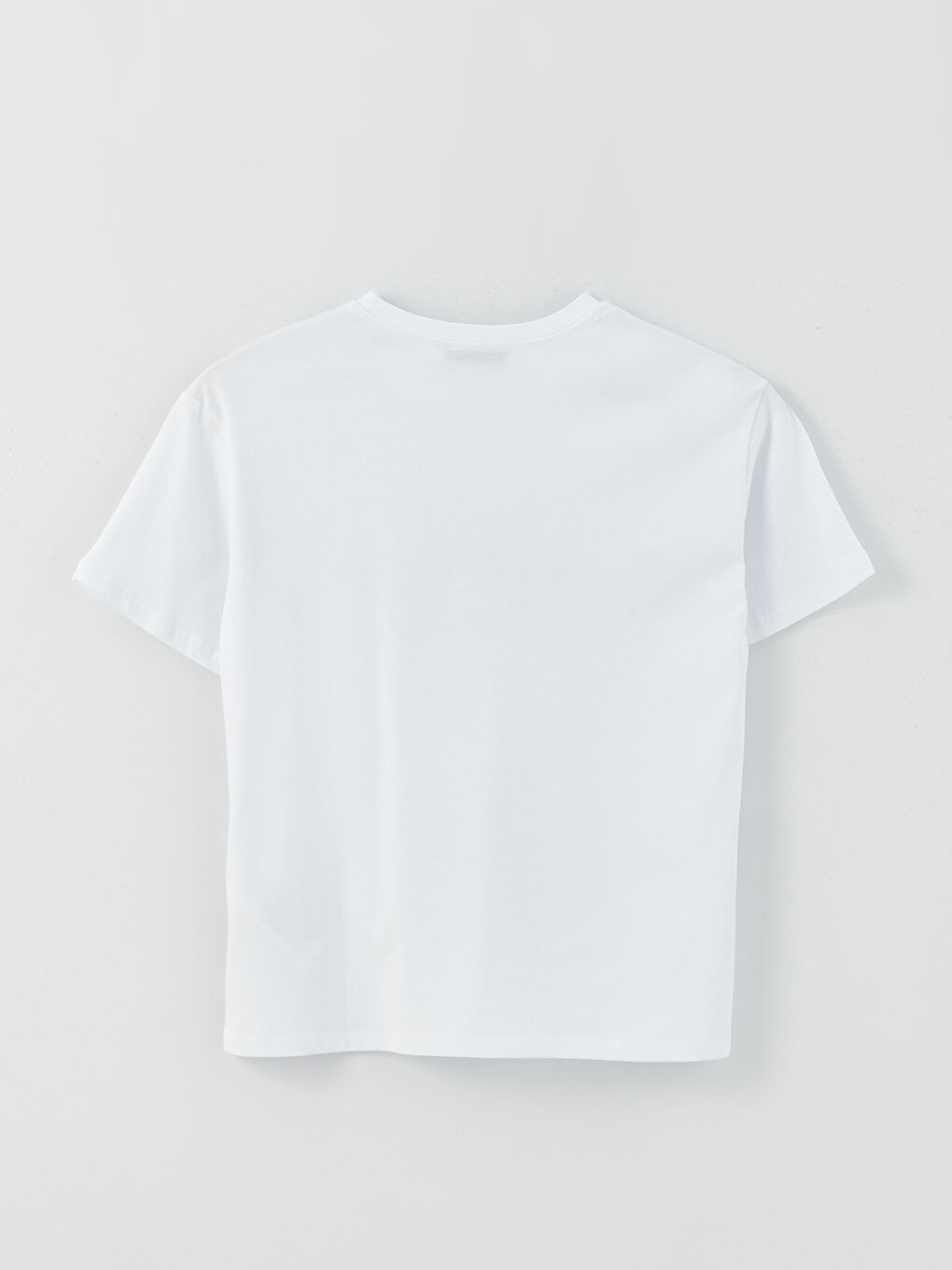 Beyaz Bisiklet Yaka Baskılı Kısa Kollu Kadın Tişört-6