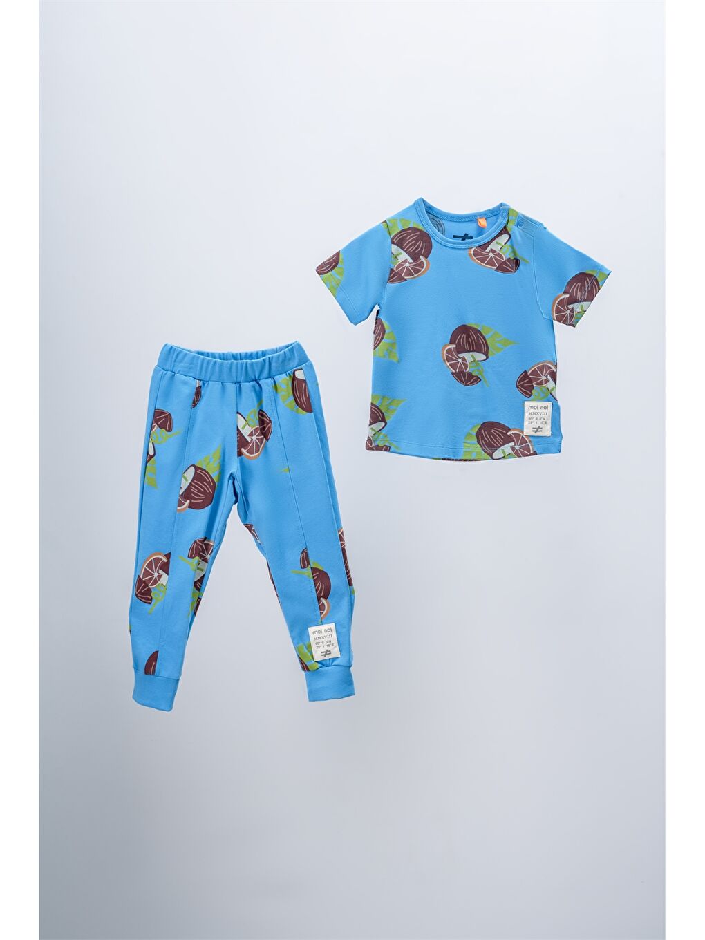 Mavi Bisiklet Yaka Unisex Bebek Tişört ve Pantolon-1