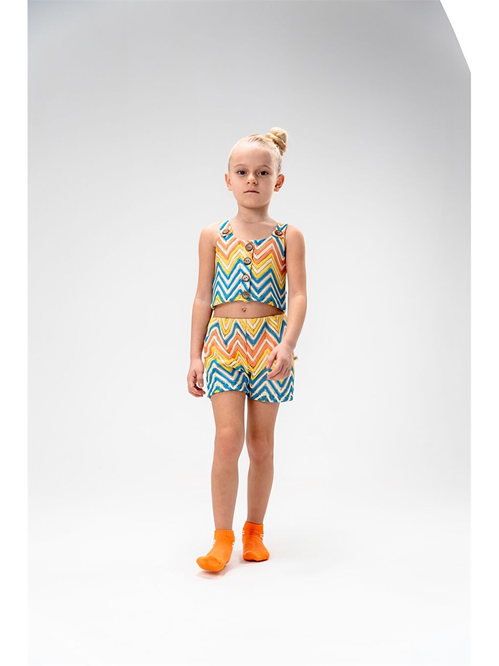 Karışık Kare Yaka Askılı Kız Bebek Atlet ve Şort 2'li