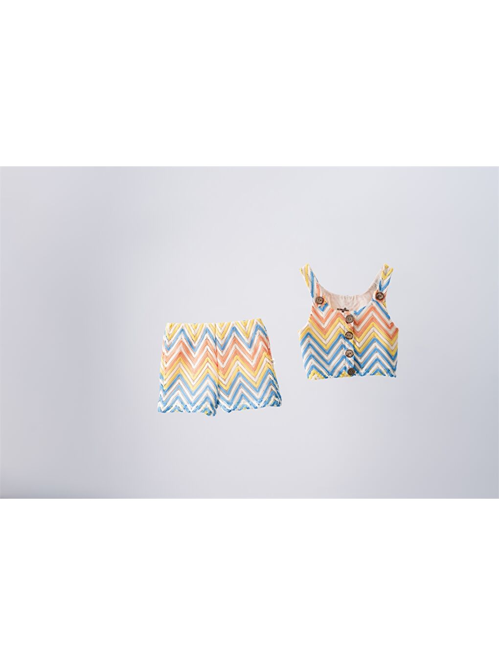 Karışık Kare Yaka Askılı Kız Bebek Atlet ve Şort 2'li-1