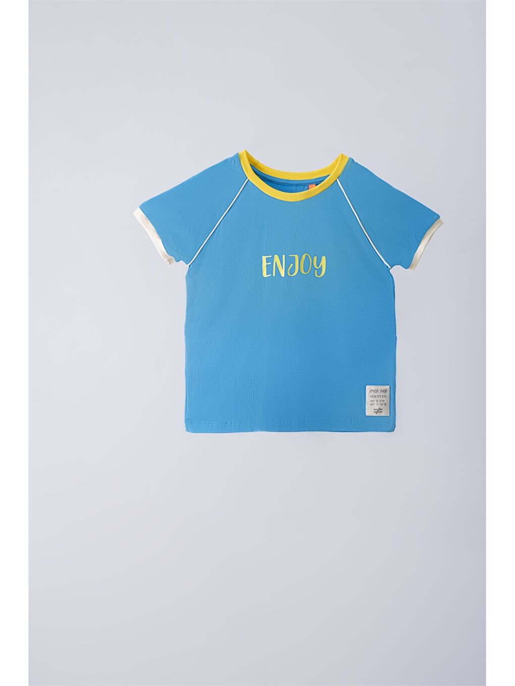 Mavi Bisiklet Yaka Kısa Kollu Baskılı Unisex Bebek Tişört