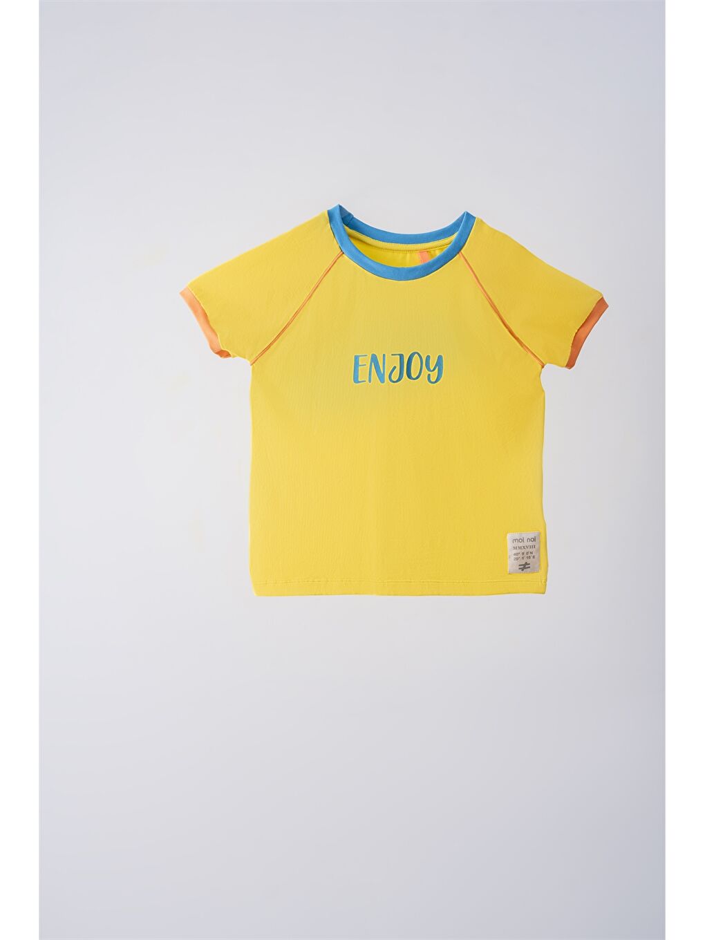 Sarı Bisiklet Yaka Kısa Kollu Baskılı Unisex Bebek Tişört