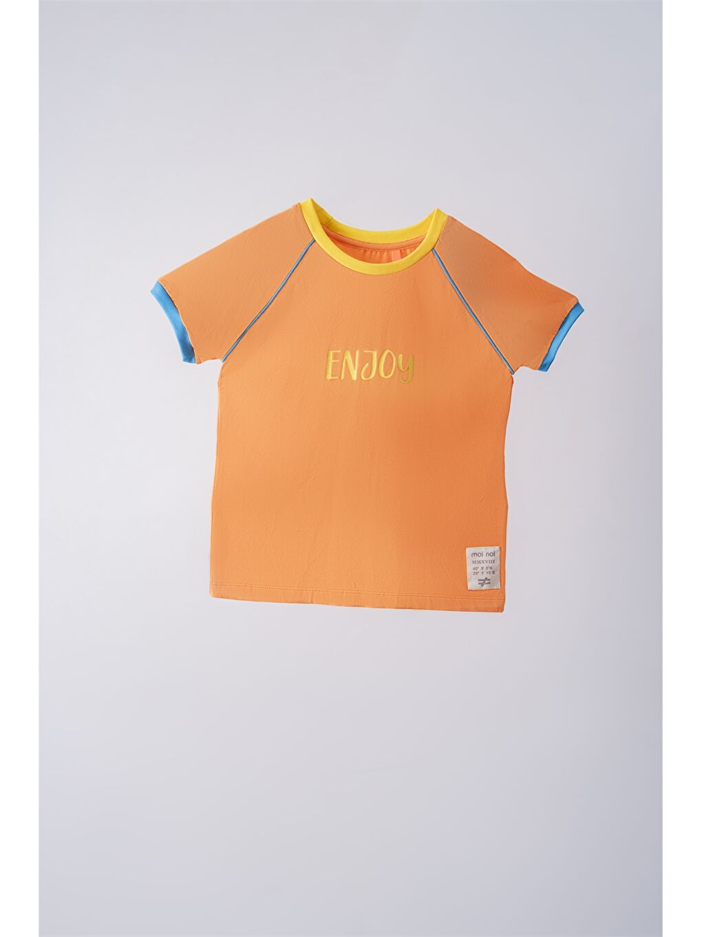 Turuncu Bisiklet Yaka Baskılı Kısa Kollu Unisex Çocuk Tişört-1