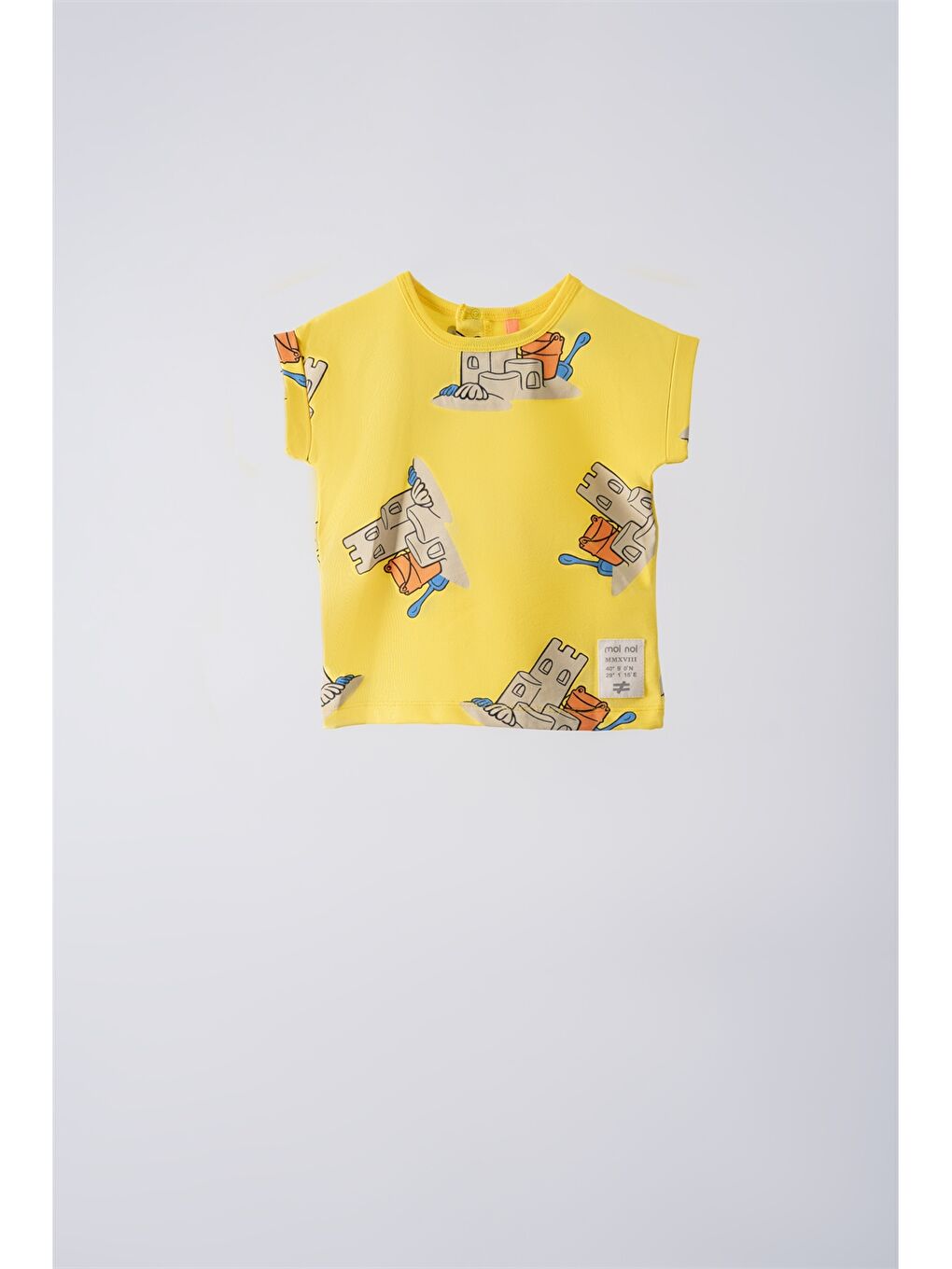 Sarı Bisiklet Yaka Baskılı Kısa Kollu Unisex Çocuk Tişört