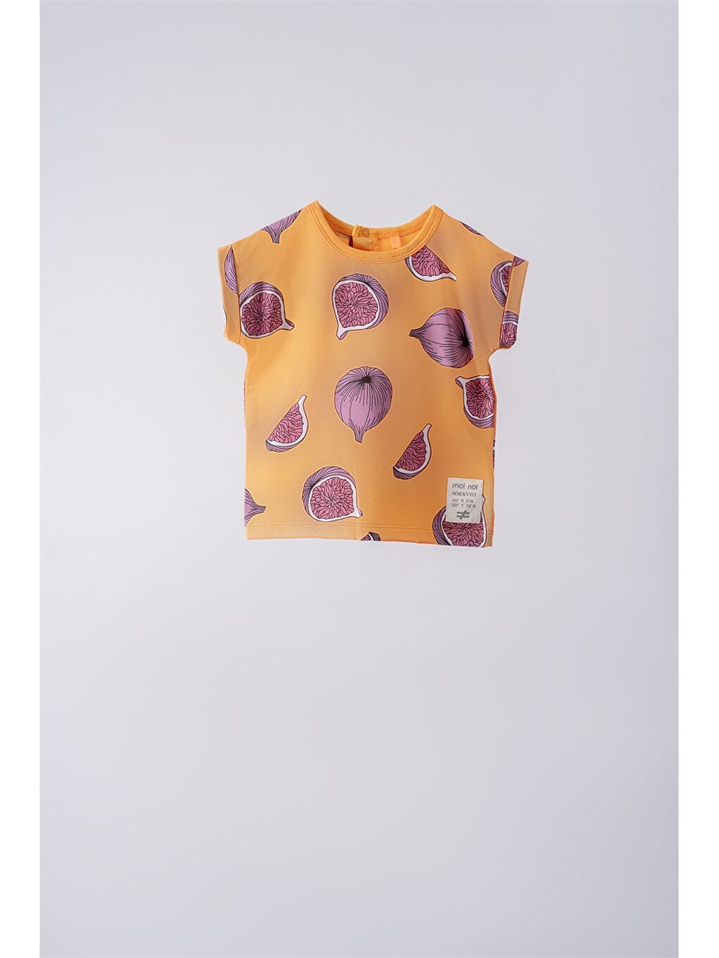 Turuncu Bisiklet Yaka Baskılı Kısa Kollu Unisex Çocuk Tişört