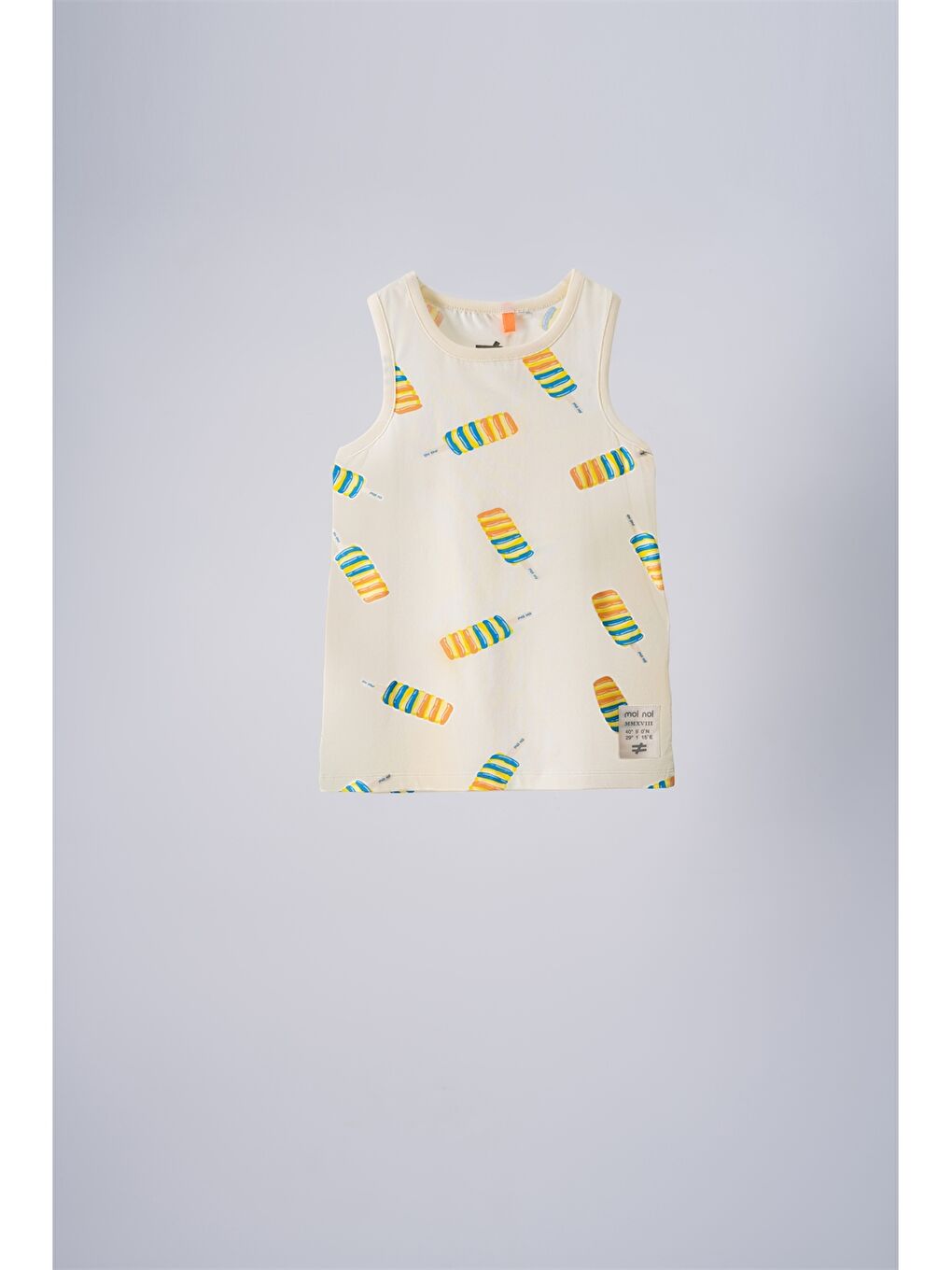 Bej Bisiklet Yaka Baskılı Unisex Çocuk Atlet