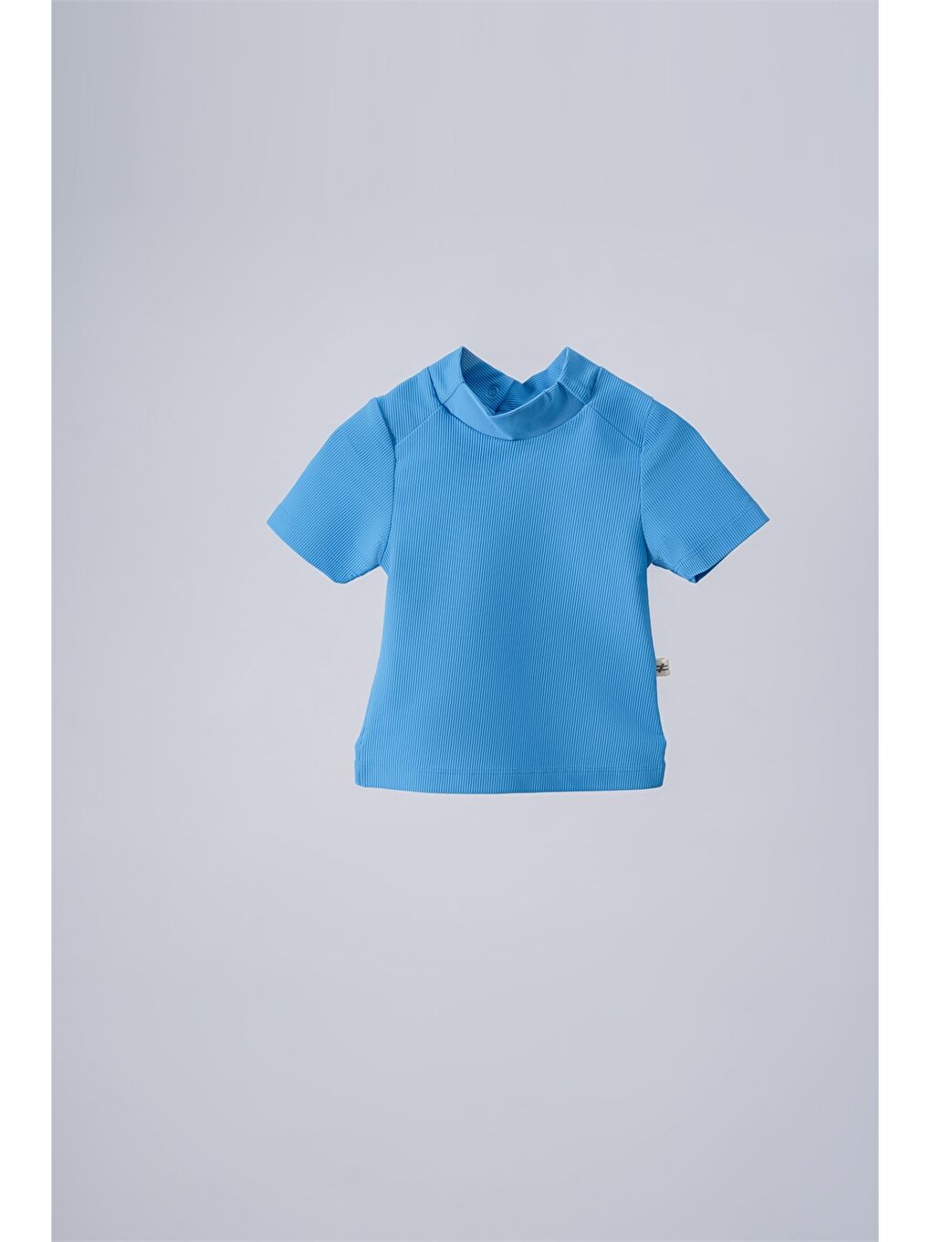Mavi Dik Yaka Kısa Kollu Unisex Bebek Mayo