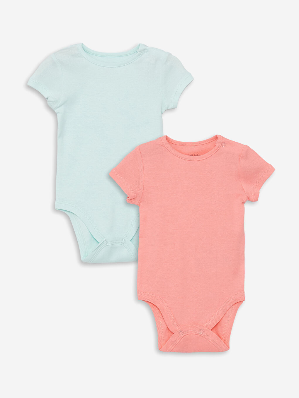 LCW baby Crew Neck Basic Baby Girl Snap Fastener Bodysuit 2 Pack -S3JO07Z1-SRY