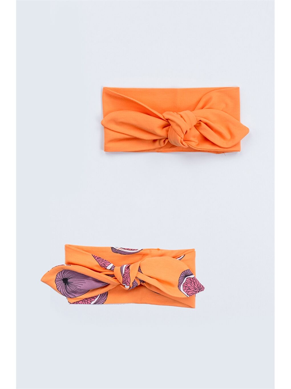 Turuncu Desenli Kız Bebek Saç Bandı 2'li