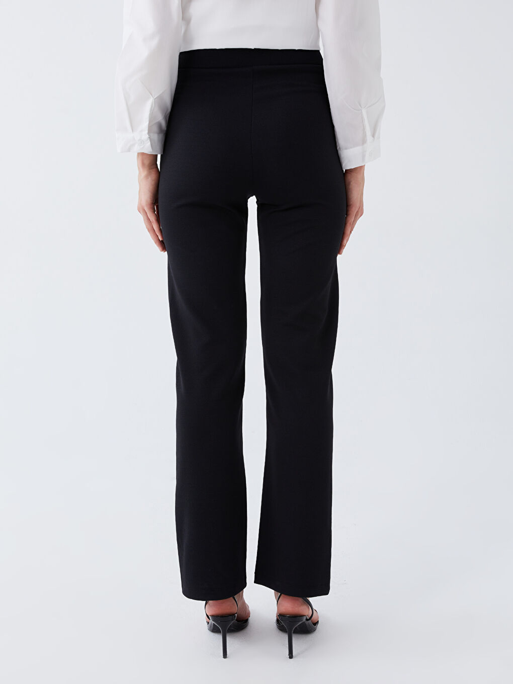 Siyah Basic İspanyol Paça Kadın Pantolon-3