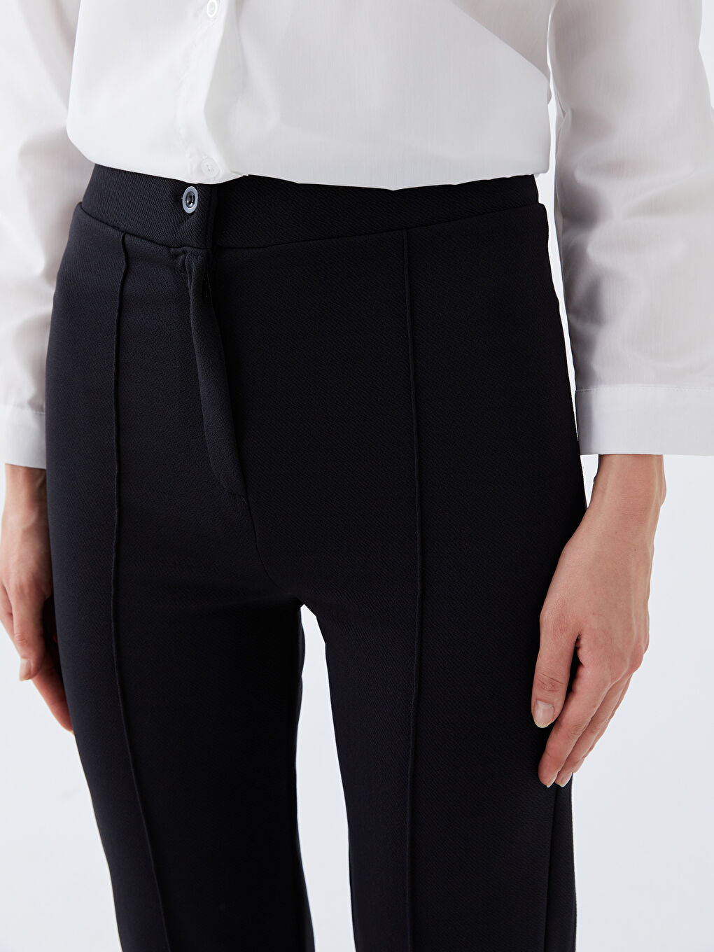 Siyah Basic İspanyol Paça Kadın Pantolon-4