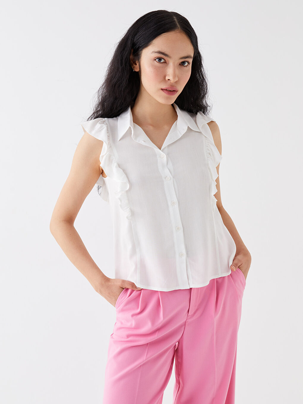 LCW Vision Bluza Voal Jednostavno Ovratnik sa kragnom Ženski -S3JO38Z8-R9J
