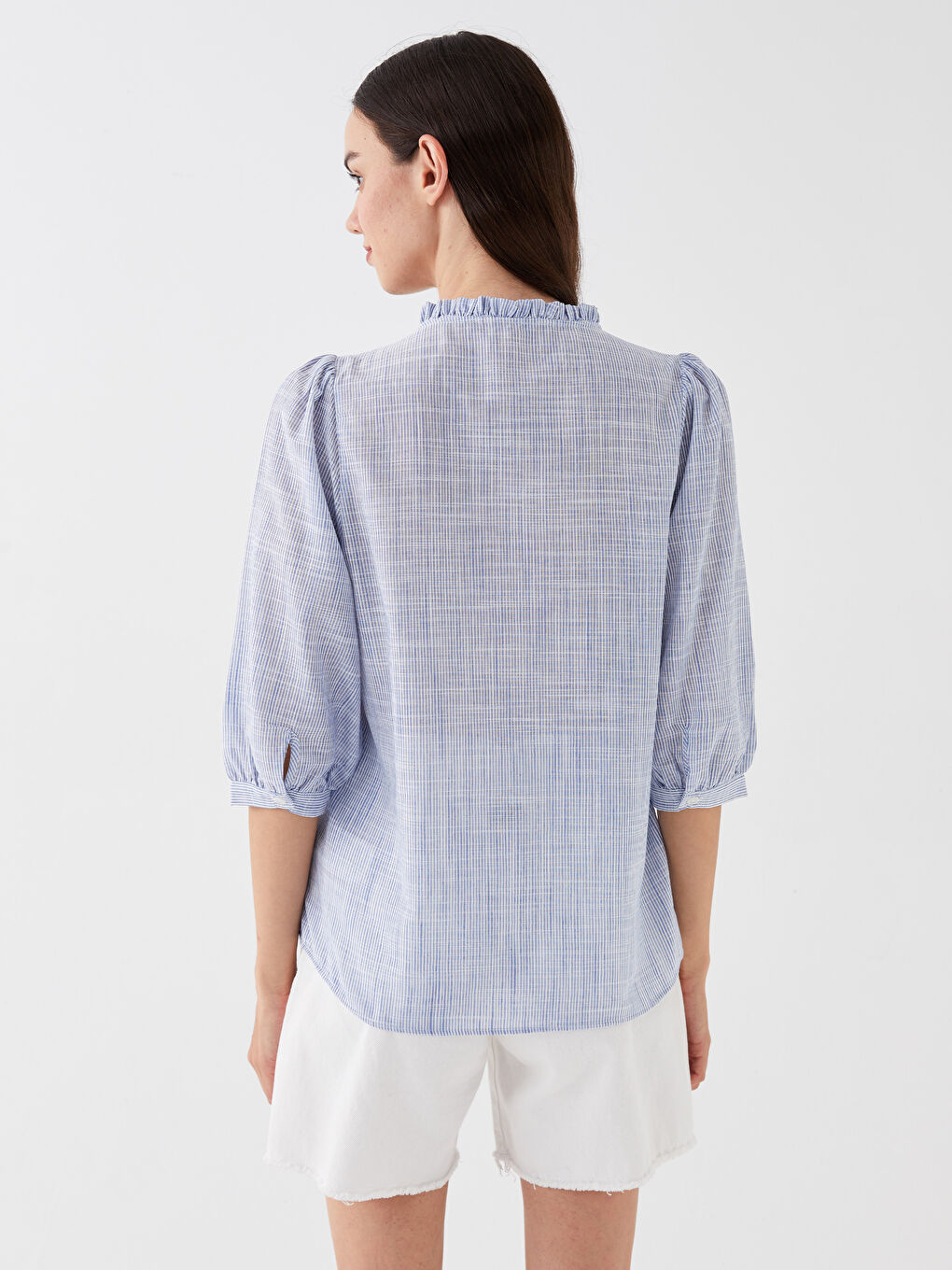 Notch Neck Patterned Women's Blouse-4