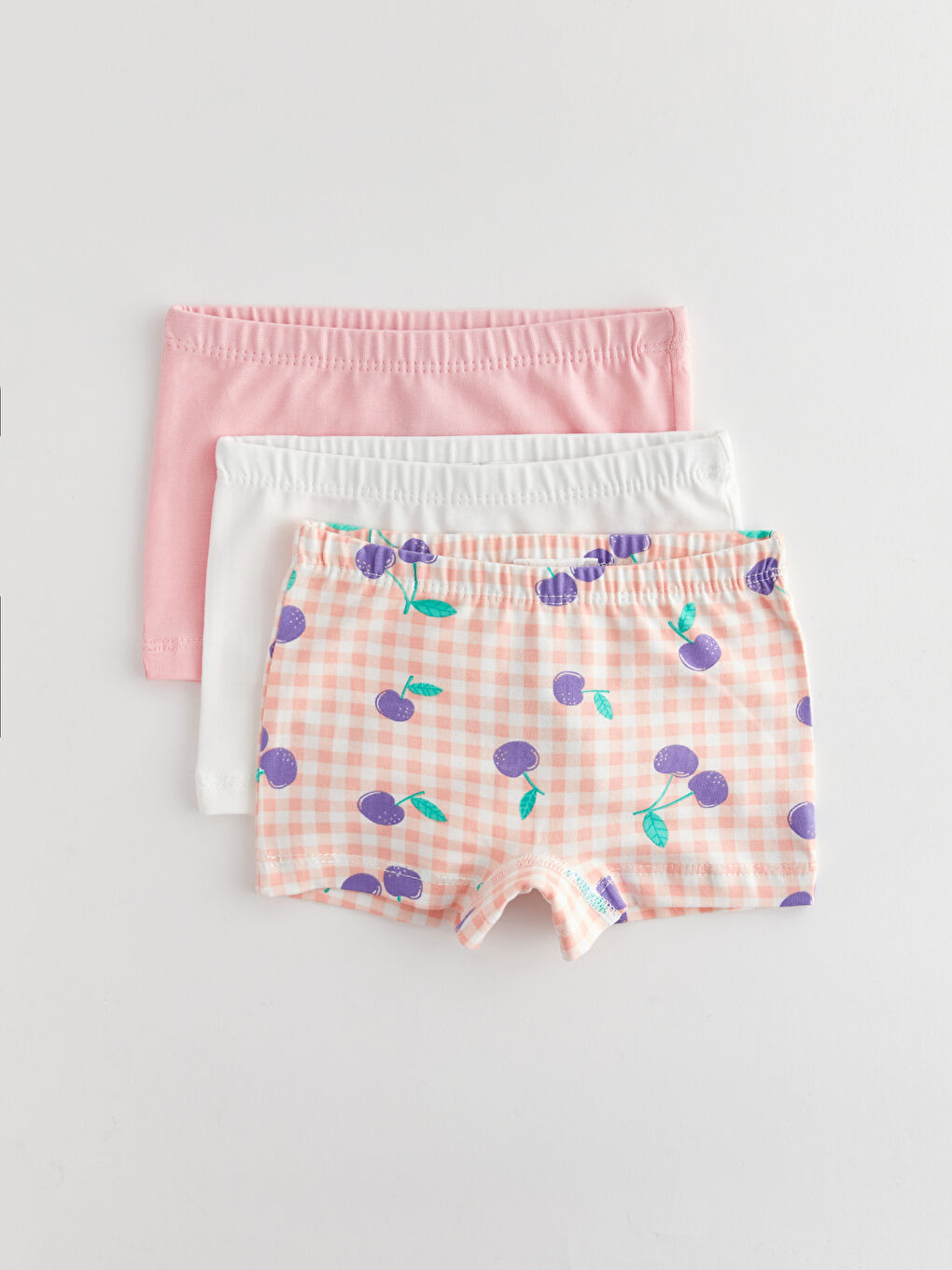 Ekru Beli Lastikli Kız Bebek Boxer 3'lü