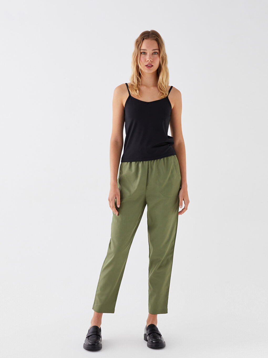 LCW Vision U Neck Plain Strappy Women's Tank Top -S3JO59Z8-CVL