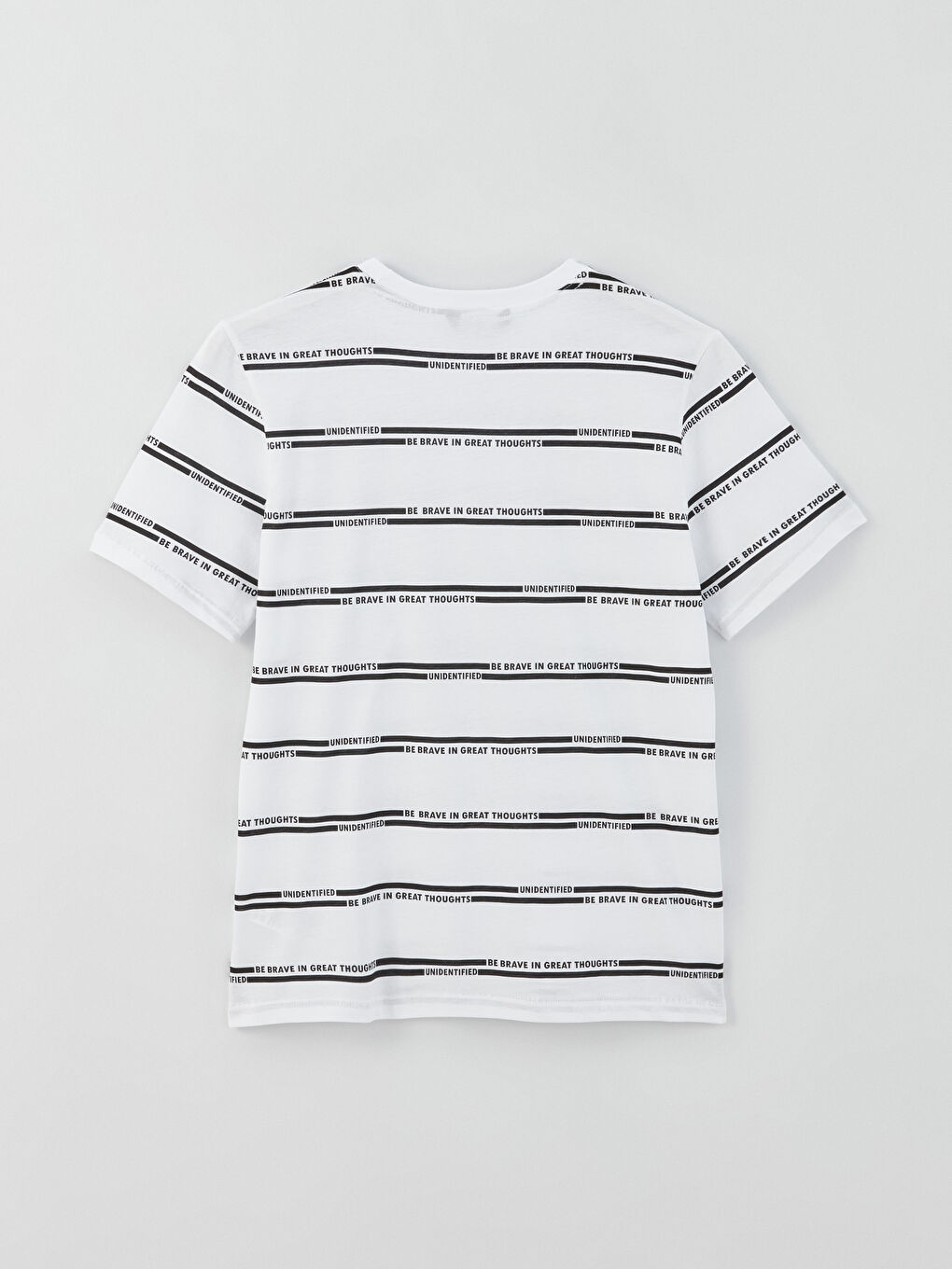 Beyaz Bisiklet Yaka Kısa Kollu Çizgili Penye Erkek Tişört-6