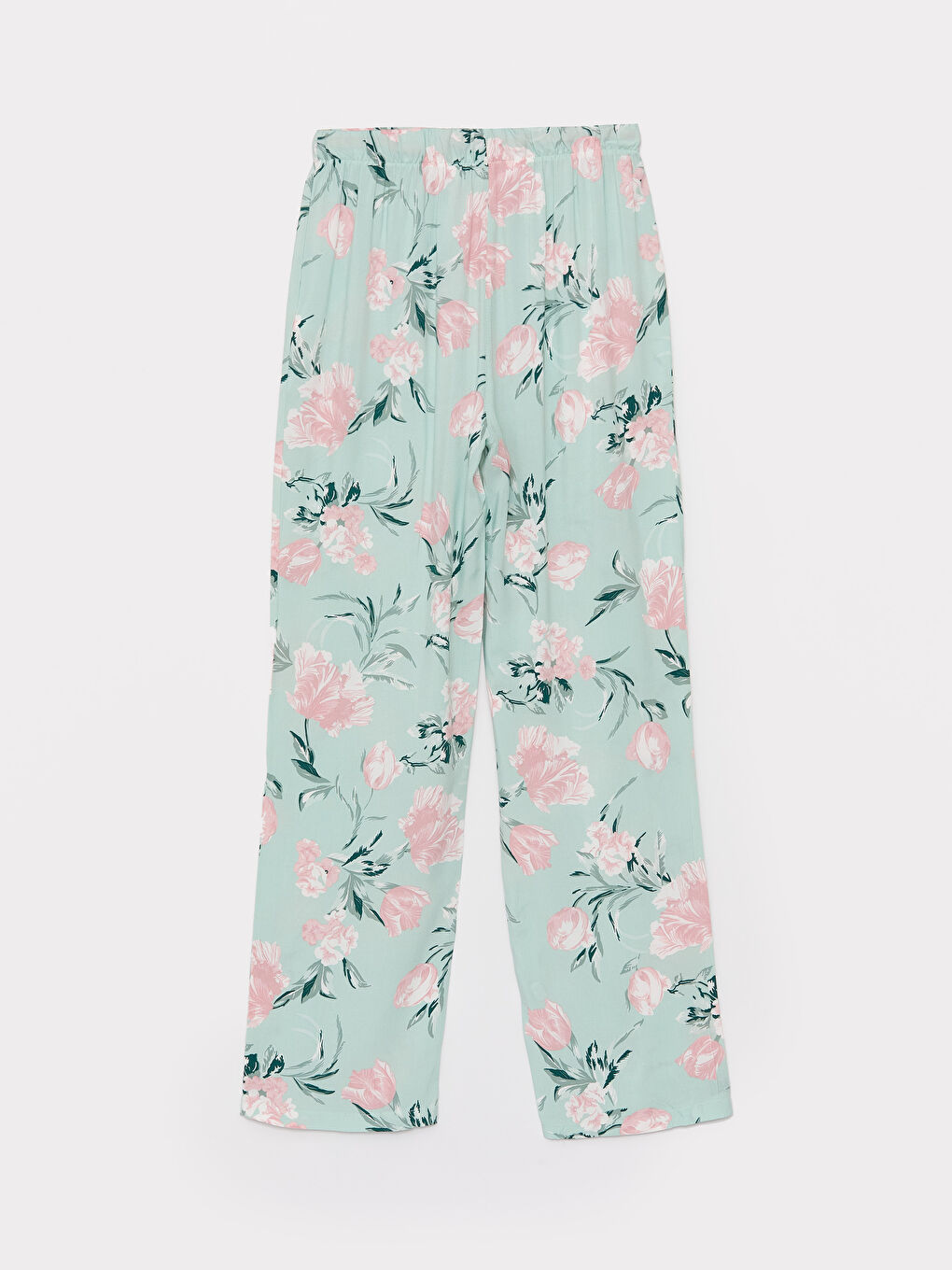 LCW DREAM Yeşil Gömlek Yaka Çiçekli Kısa Kollu Kadın Kaprili Pijama Takımı - 9