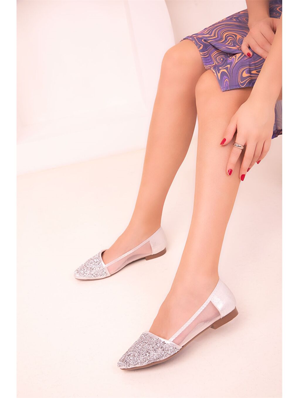 Gri Sivri Burun Kadın Babet-3