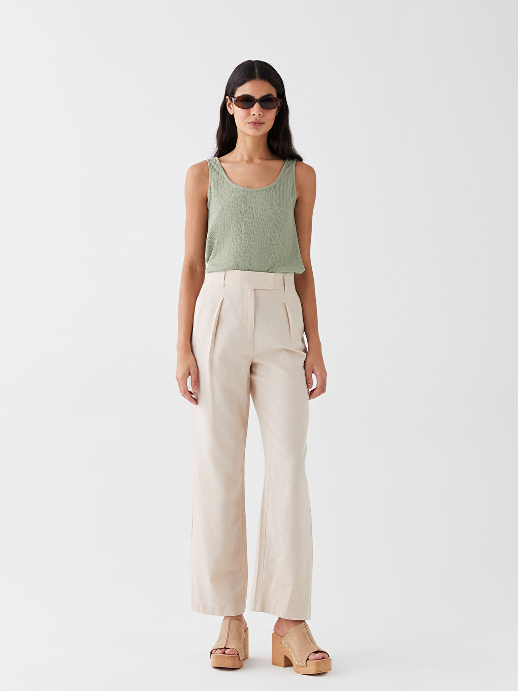 Women's U Neck Plain Tank Top-2