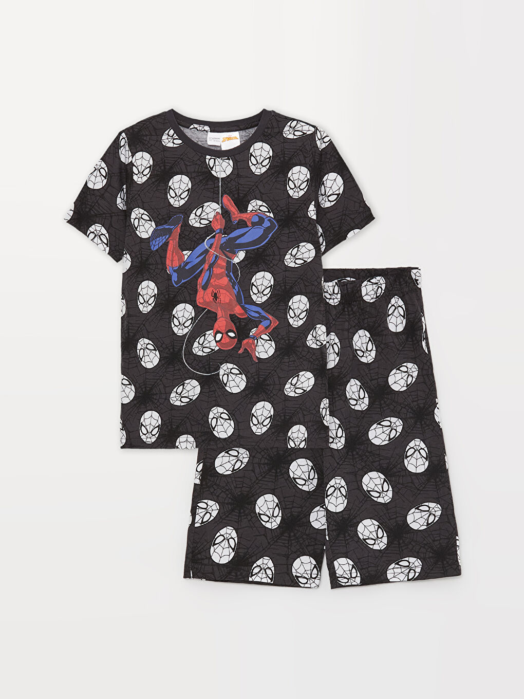 Crew Neck Spider-Man Printed Boys' Shorts Pyjama Set