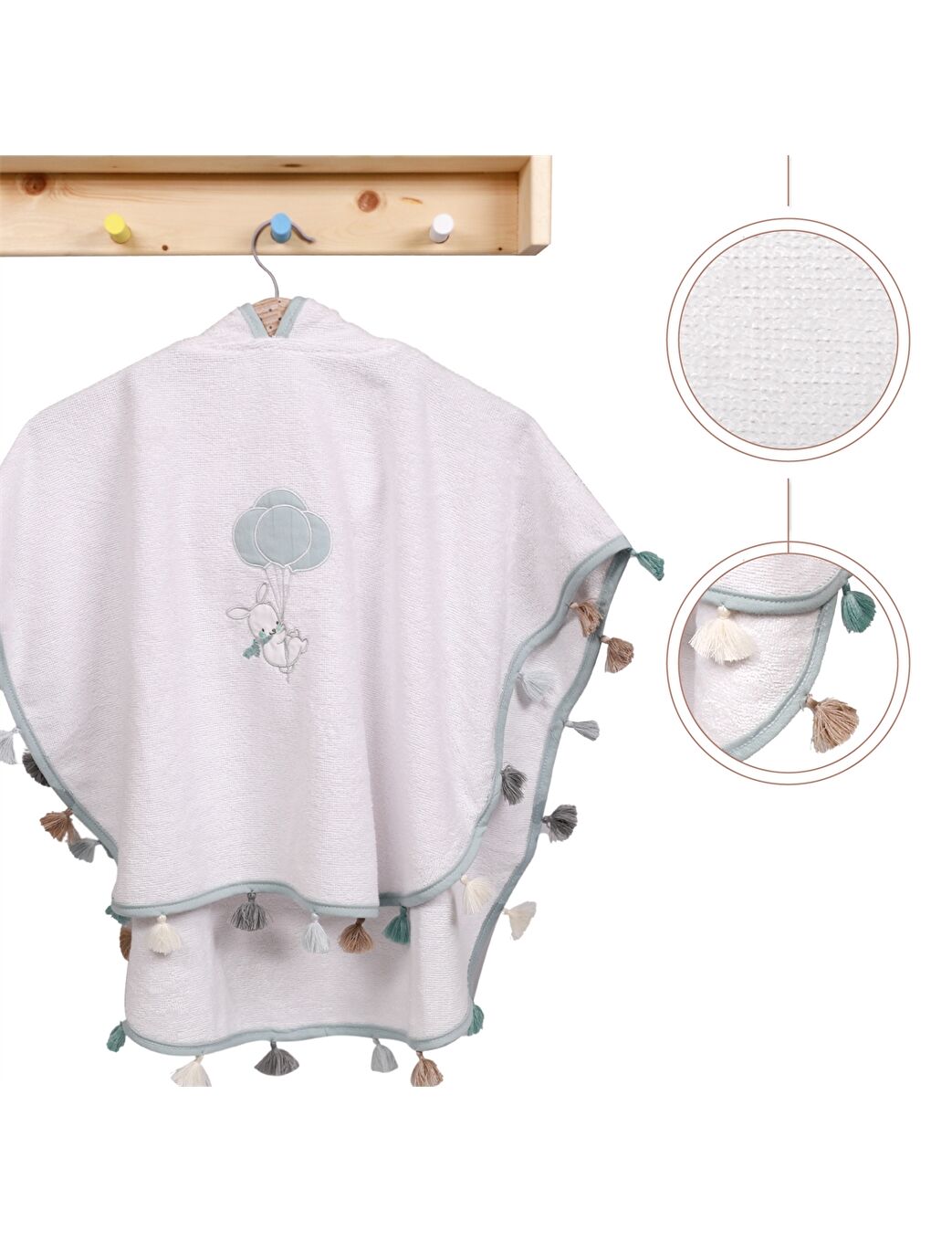 Yeşil Unisex Bebek Havlu Panço-1