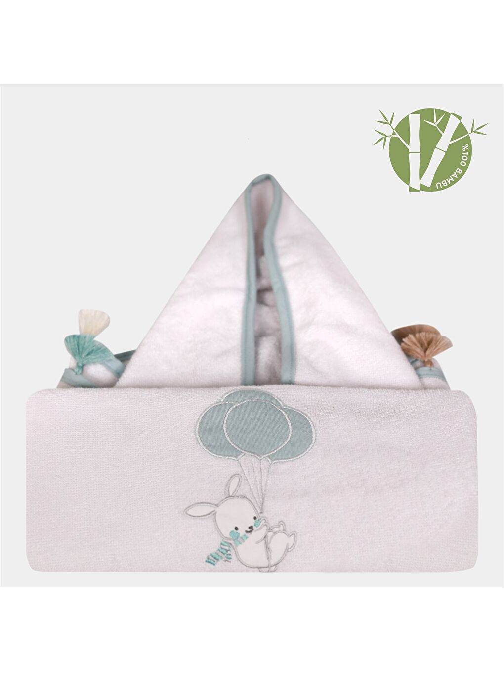 Yeşil Unisex Bebek Havlu Panço-2