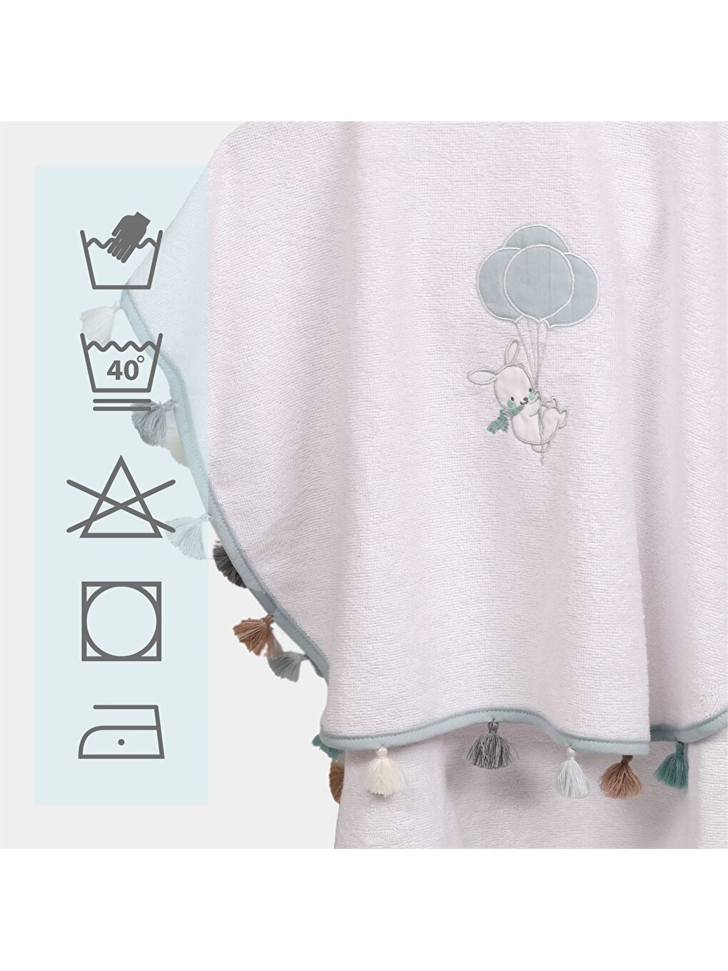 Yeşil Unisex Bebek Havlu Panço-3