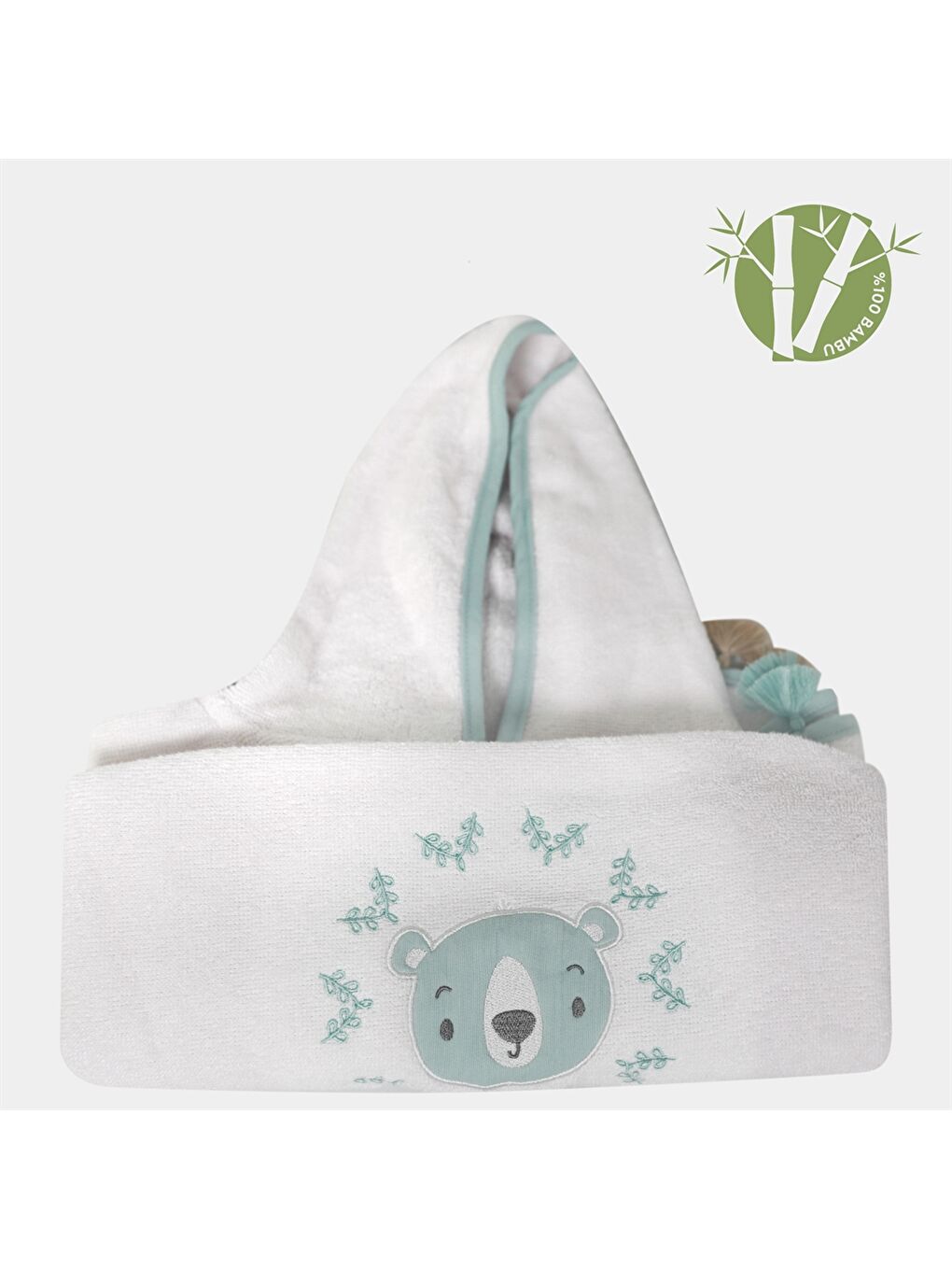 Yeşil Unisex Bebek Havlu Panço-2