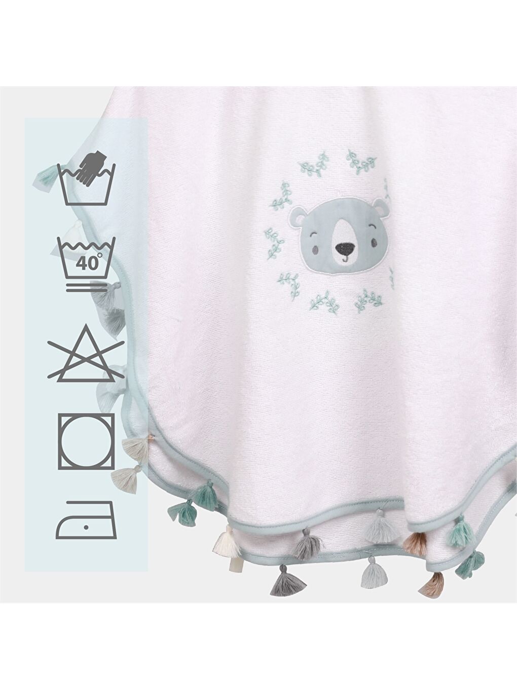 Yeşil Unisex Bebek Havlu Panço-3