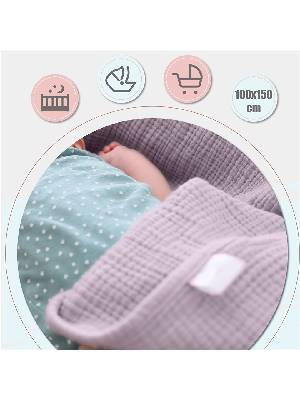 Lila Bebek Müslin Battaniye-1