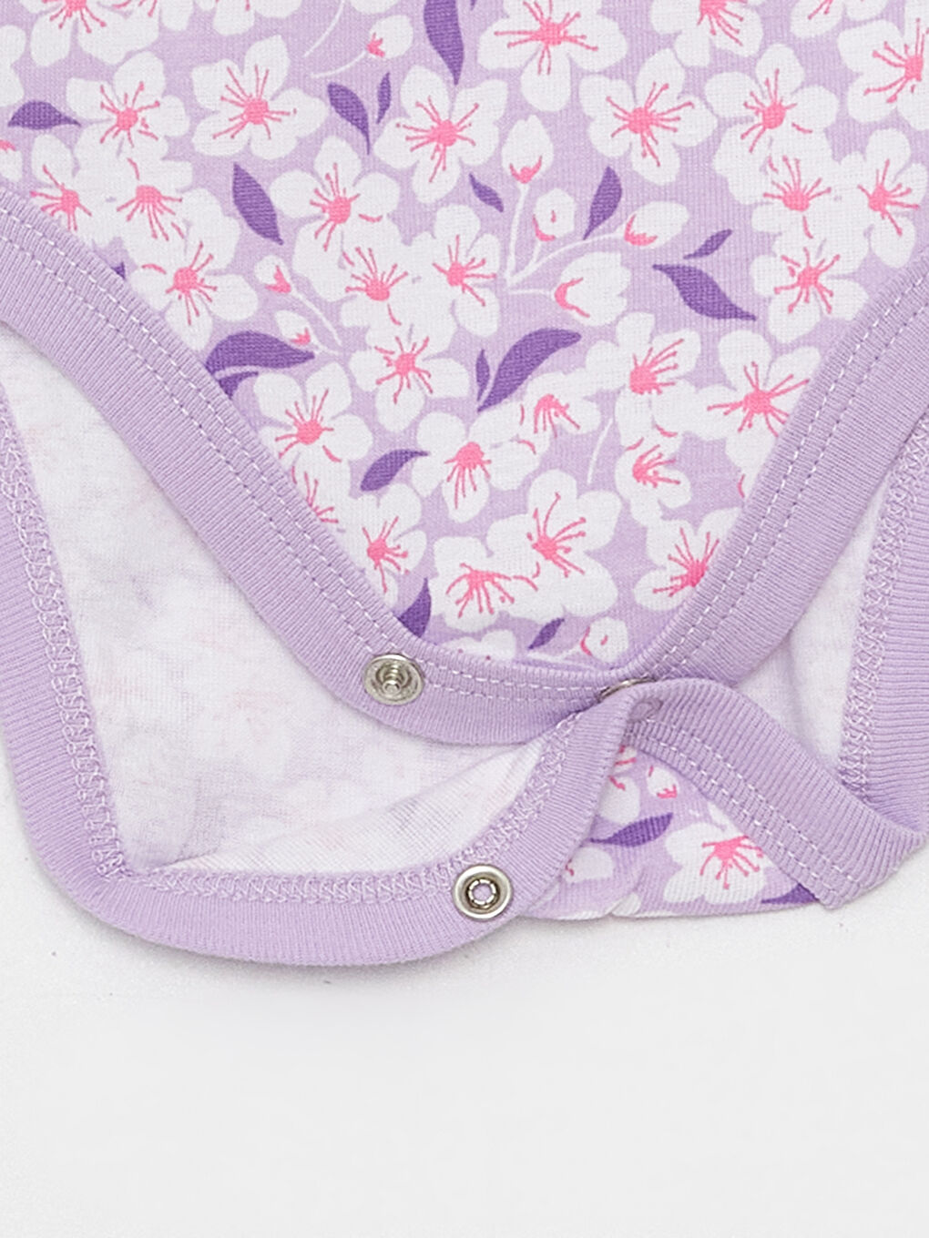 Body Bebeluși Fete cu Guler Rotund Imprimat și Închidere cu Capse 2 Bucăți-3