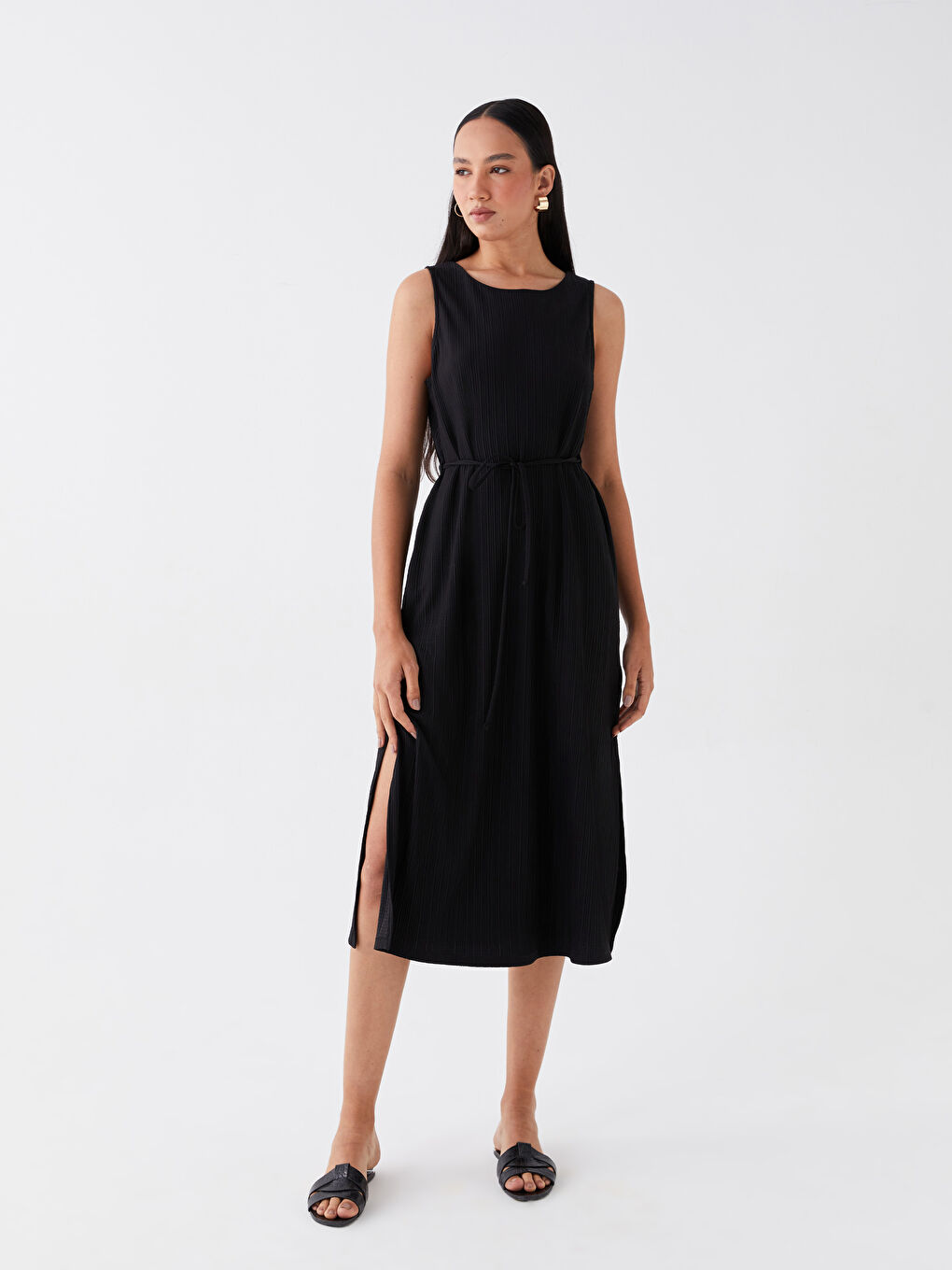LCW Vision Women's Crew Neck Plain Dress -S3JP60Z8-CVL