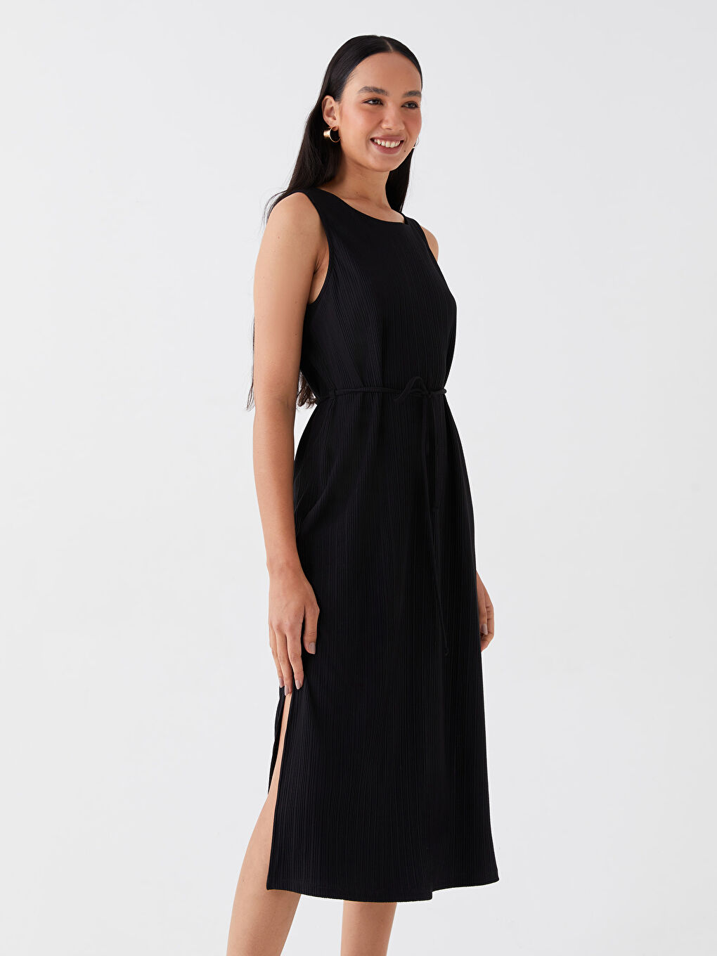 LCW Vision Women's Crew Neck Plain Dress -S3JP60Z8-CVL