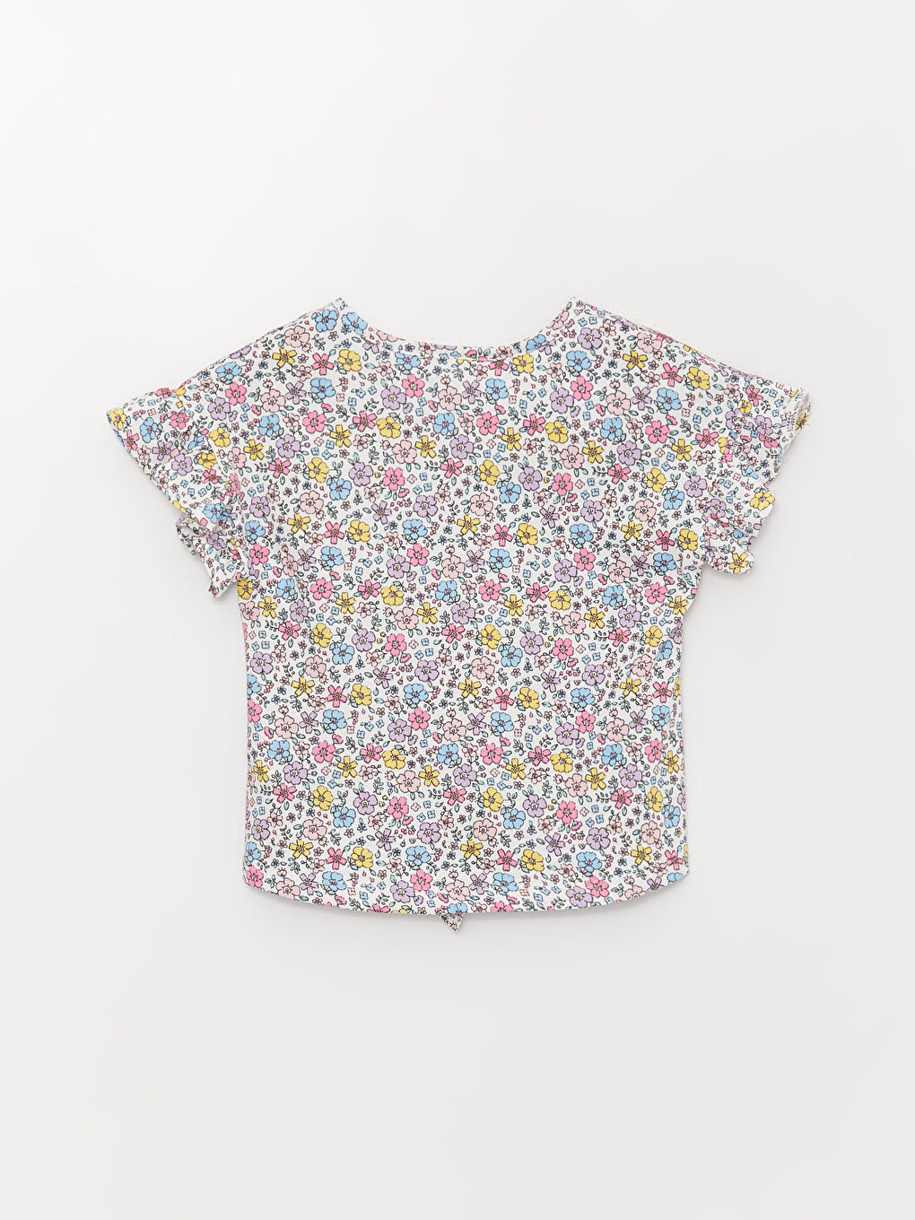 تيشيرت بناتي رضع بياقة دائرية وأكمام قصيرة ونقشة مطبوعة-1