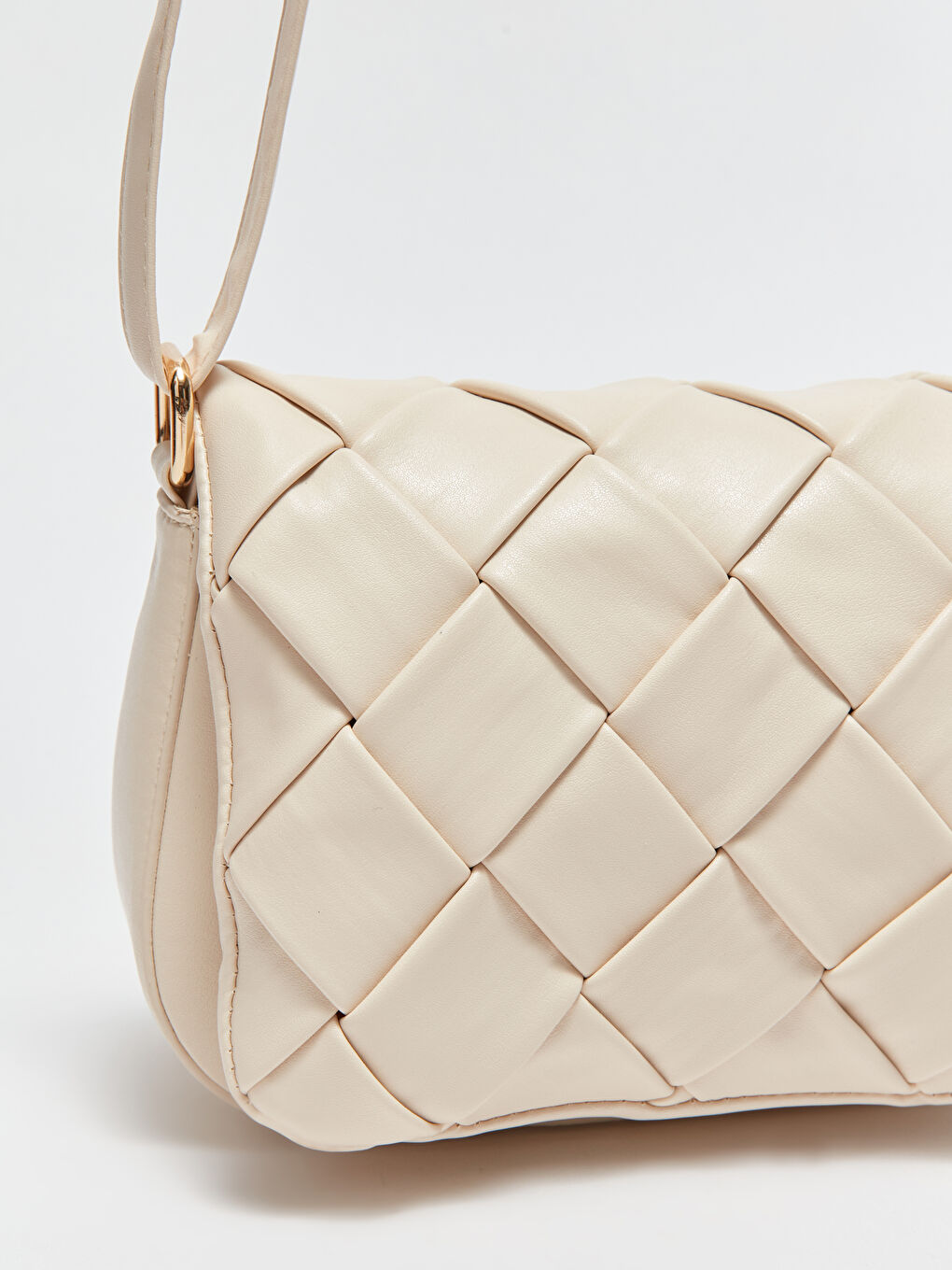 Bej Deri Görünümlü Kadın Çapraz Çanta-5