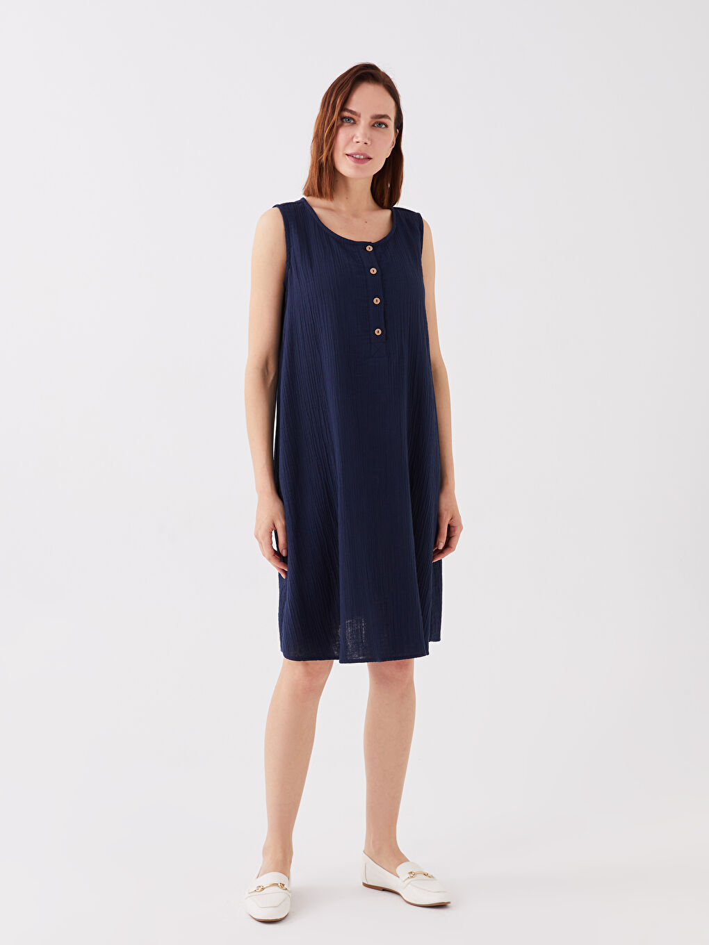 LCW Grace Crew Neck Plain A Form Women's Dress -S3JP77Z8-E1J