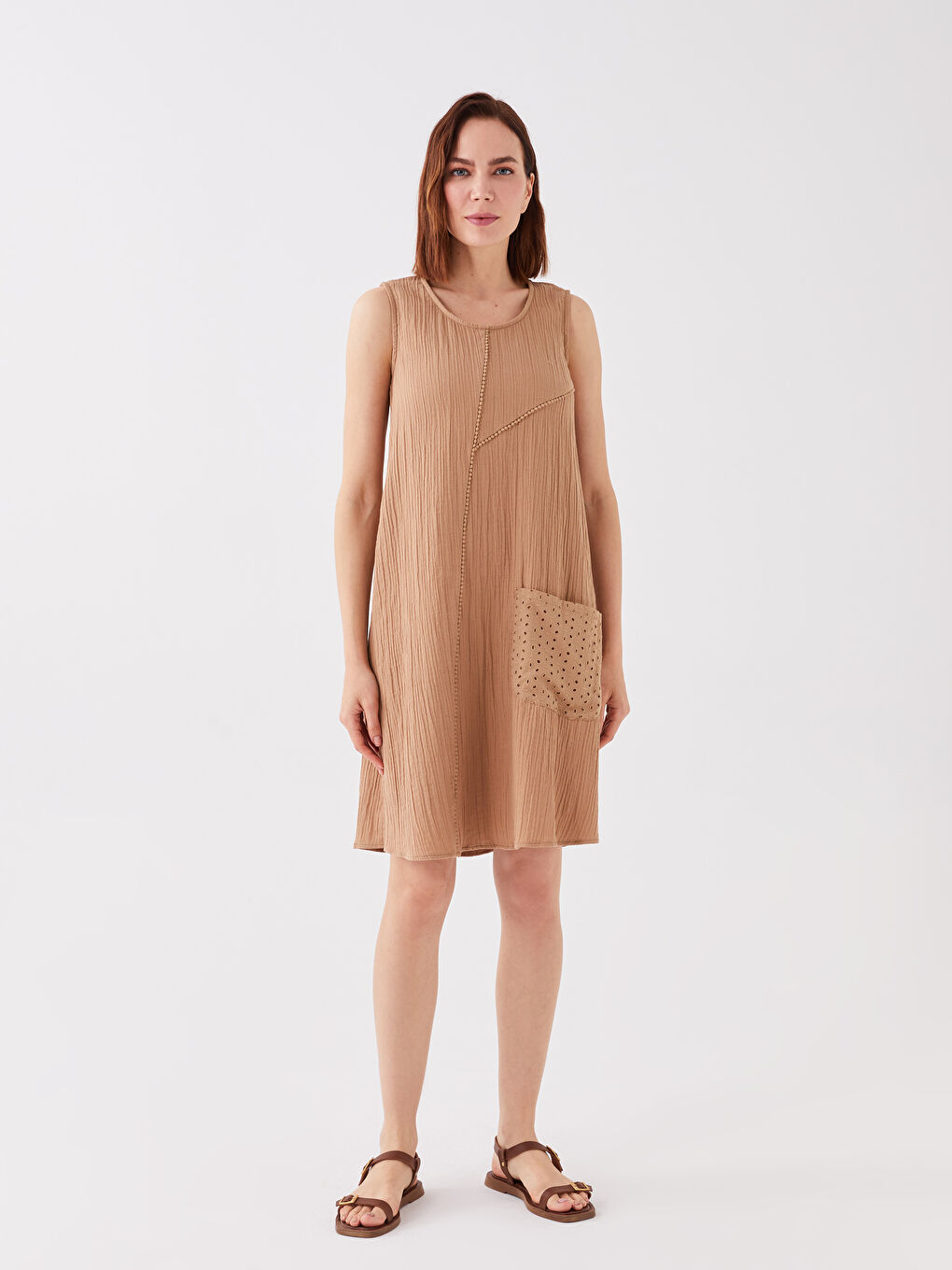 Crew Collar Embroidered A-Line Women's Dress -S3JP78Z8-GMW