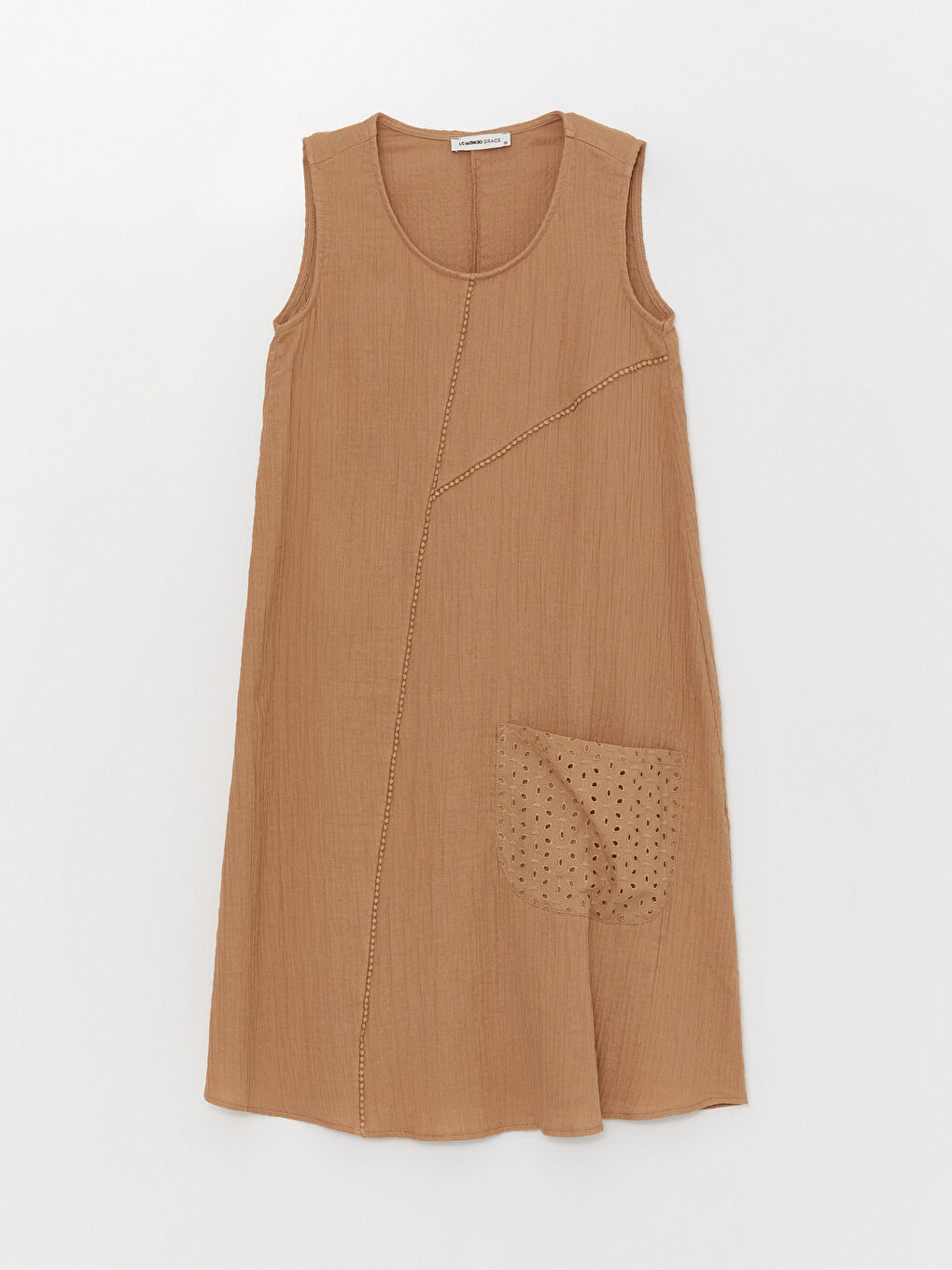 Crew Collar Embroidered A-Line Women's Dress -S3JP78Z8-GMW