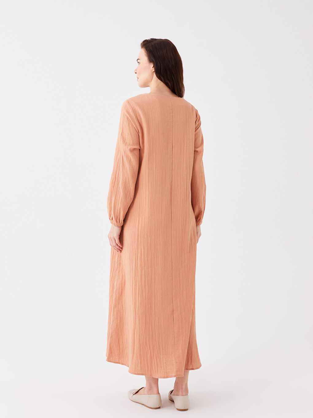 Crew Neck Long Sleeve Women's Dress with Color Block -S3JP79Z8-VJ8