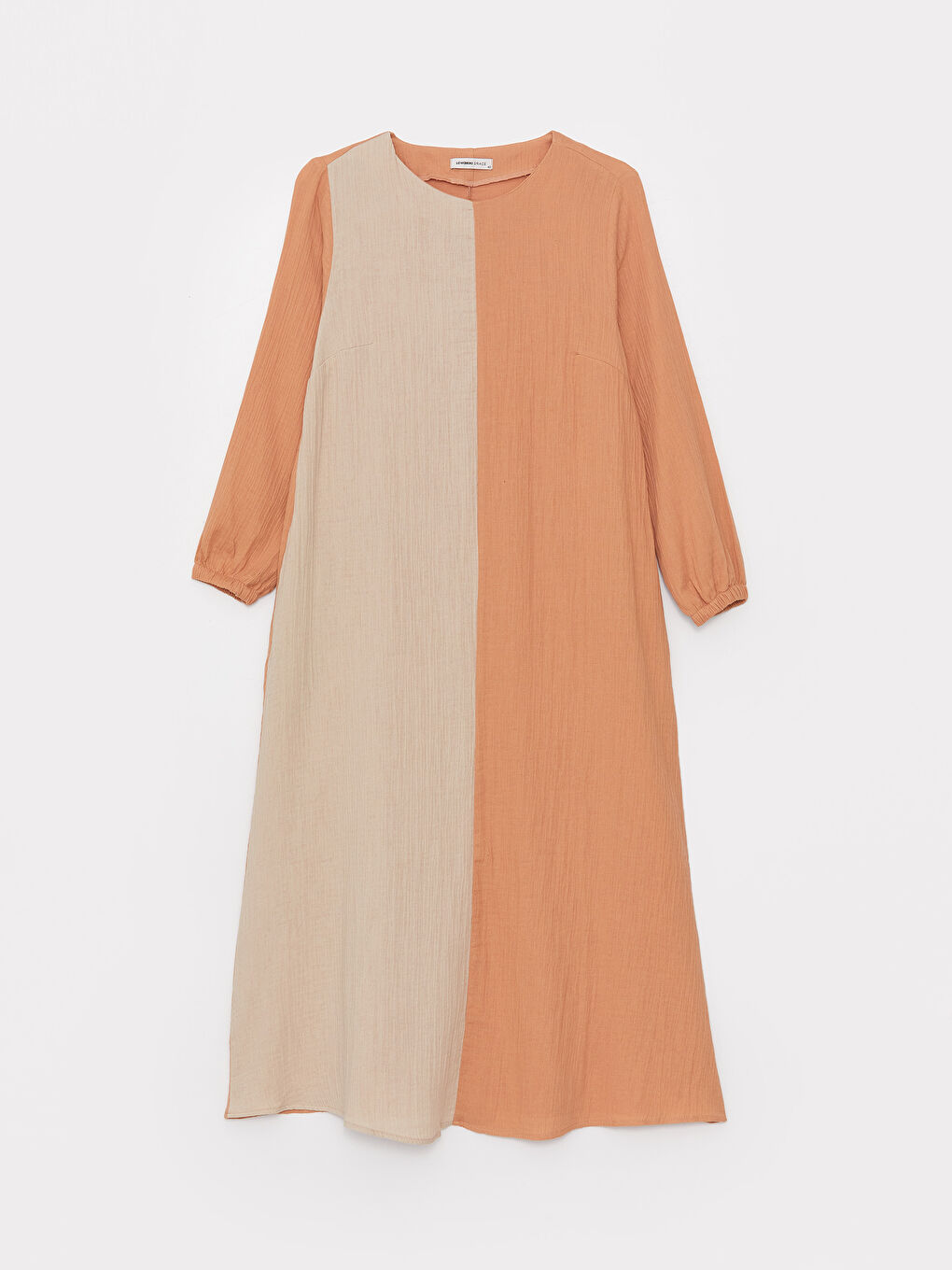 Crew Neck Long Sleeve Women's Dress with Color Block -S3JP79Z8-VJ8